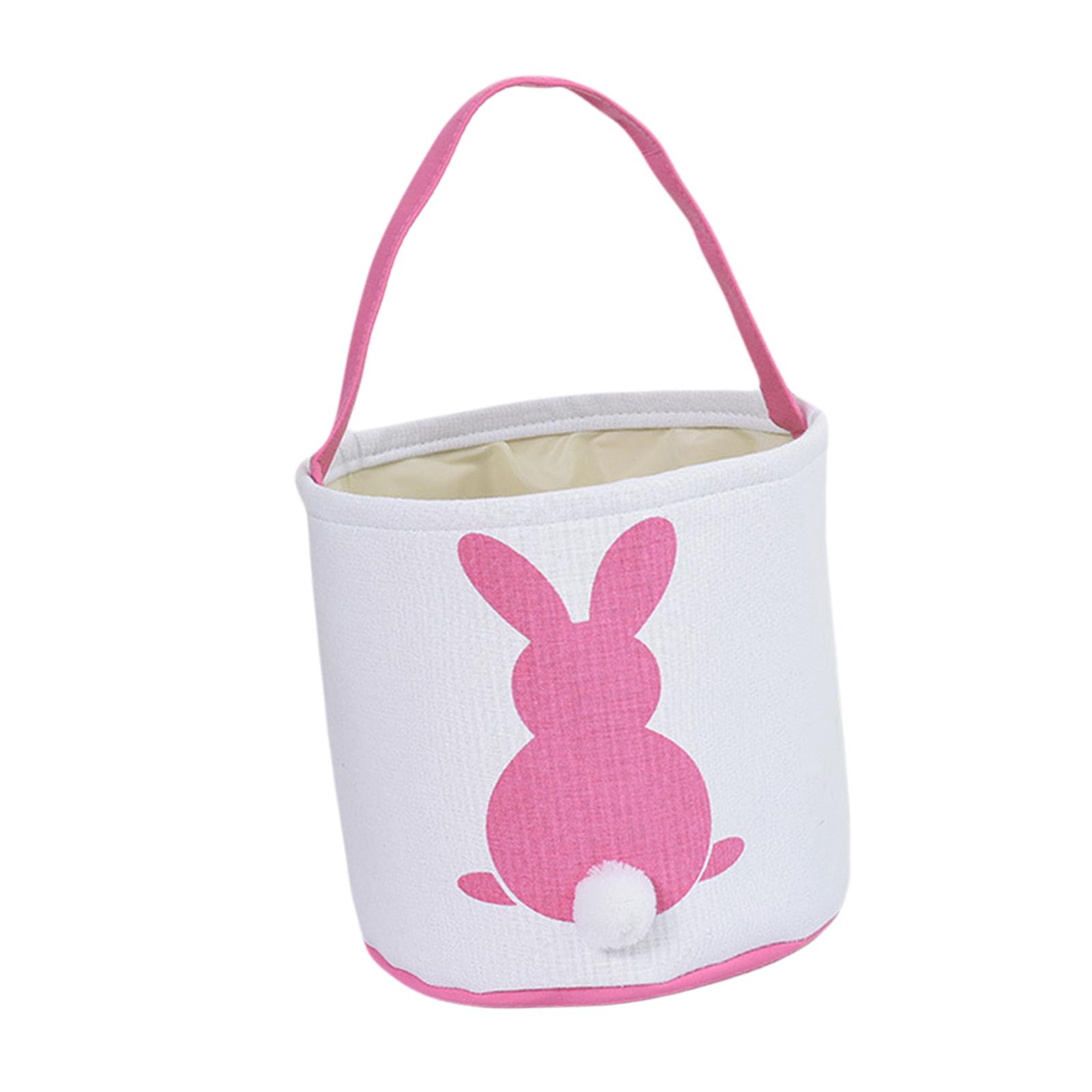 Lovely Easter Bunny Basket ,Rabbit Bucket for Boy Girl Gift Tail Pink
