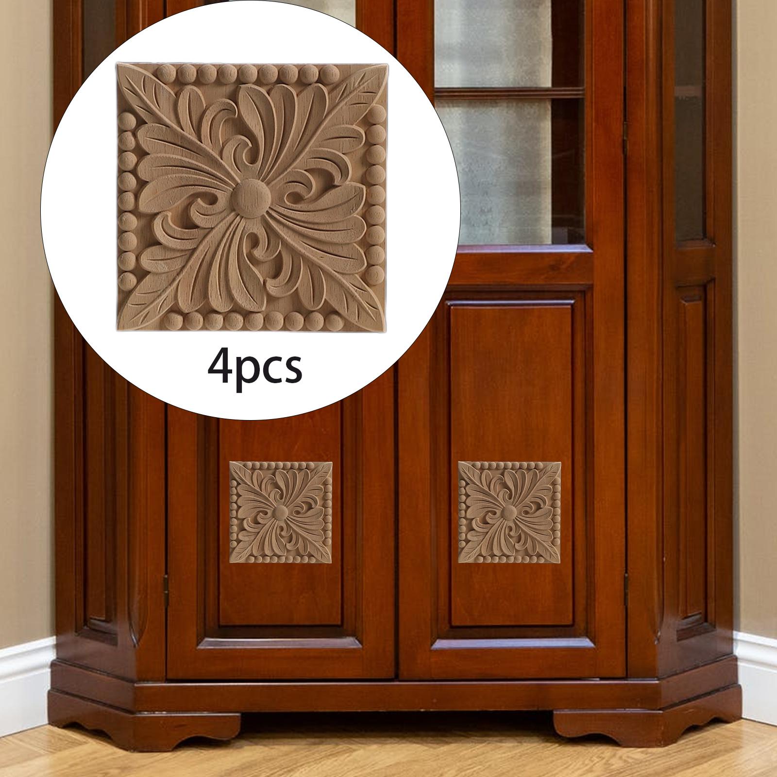 Carved Applique Accessories Wooden for Furniture Cabinet Household 10 style