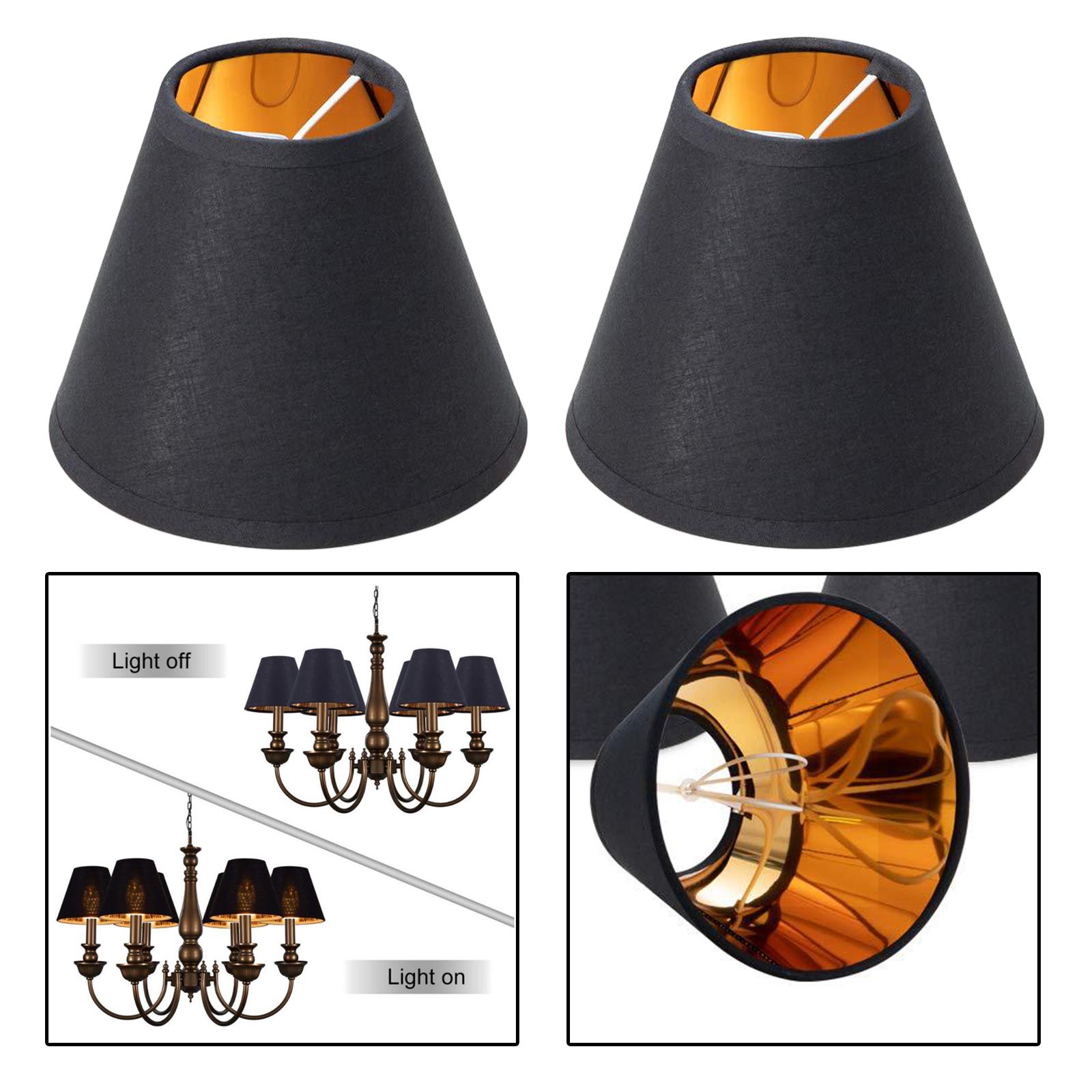 2x Pastoral Style Lamp Shade Lamp Dust Cover Clip On Cloth Hanging Light Black