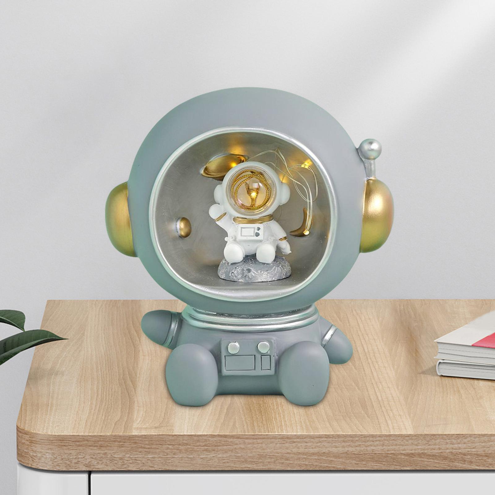 Astronaut Figurine Piggy Bank Night Light Spaceman for Home Desktop Decor Face Mask