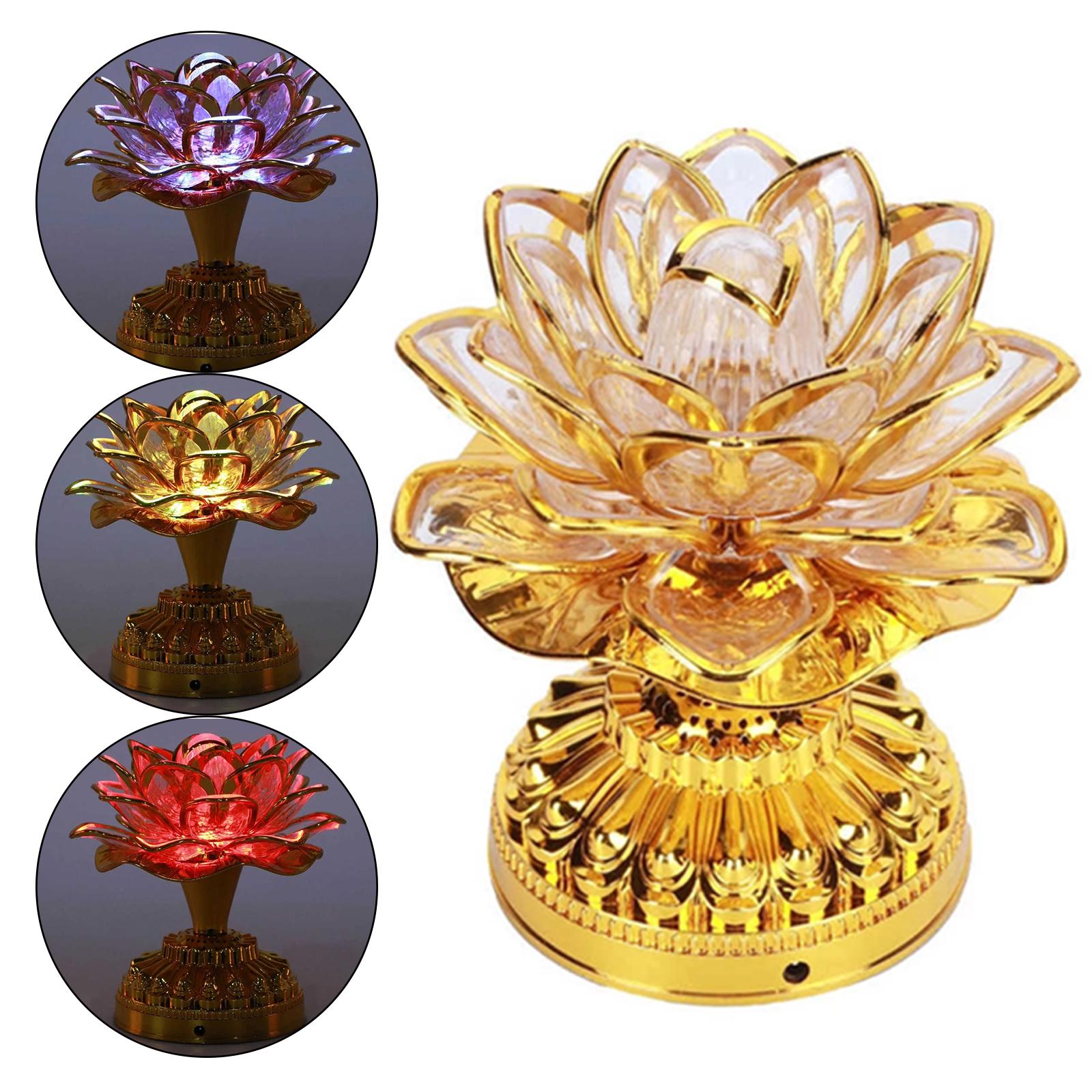 Portable Lotus Lamp Buddha Lotus Light for Temple Home Decor with music