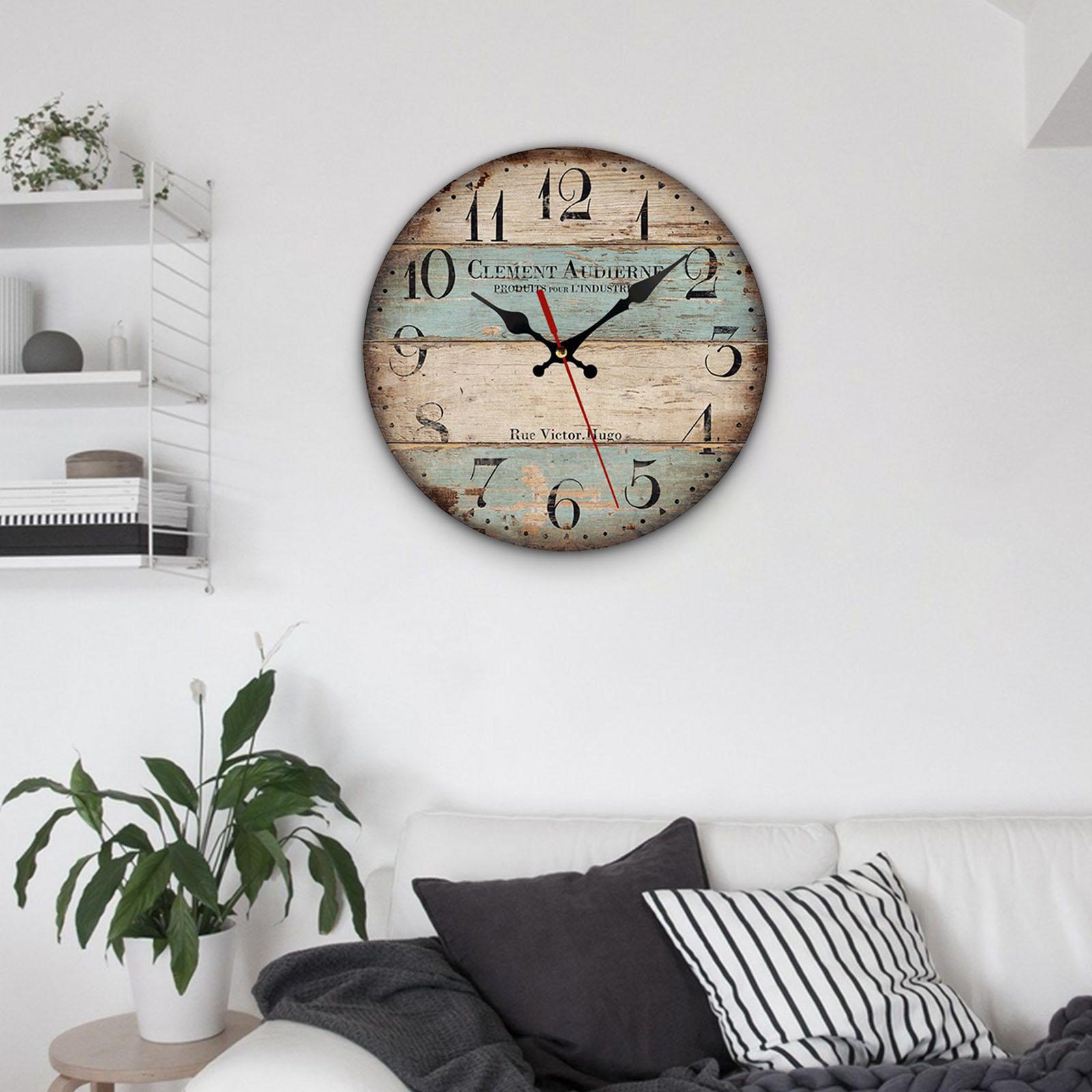 Wood Wall Clock 12inch Decorative Quartz Clocks for Bedroom Living Room Home A