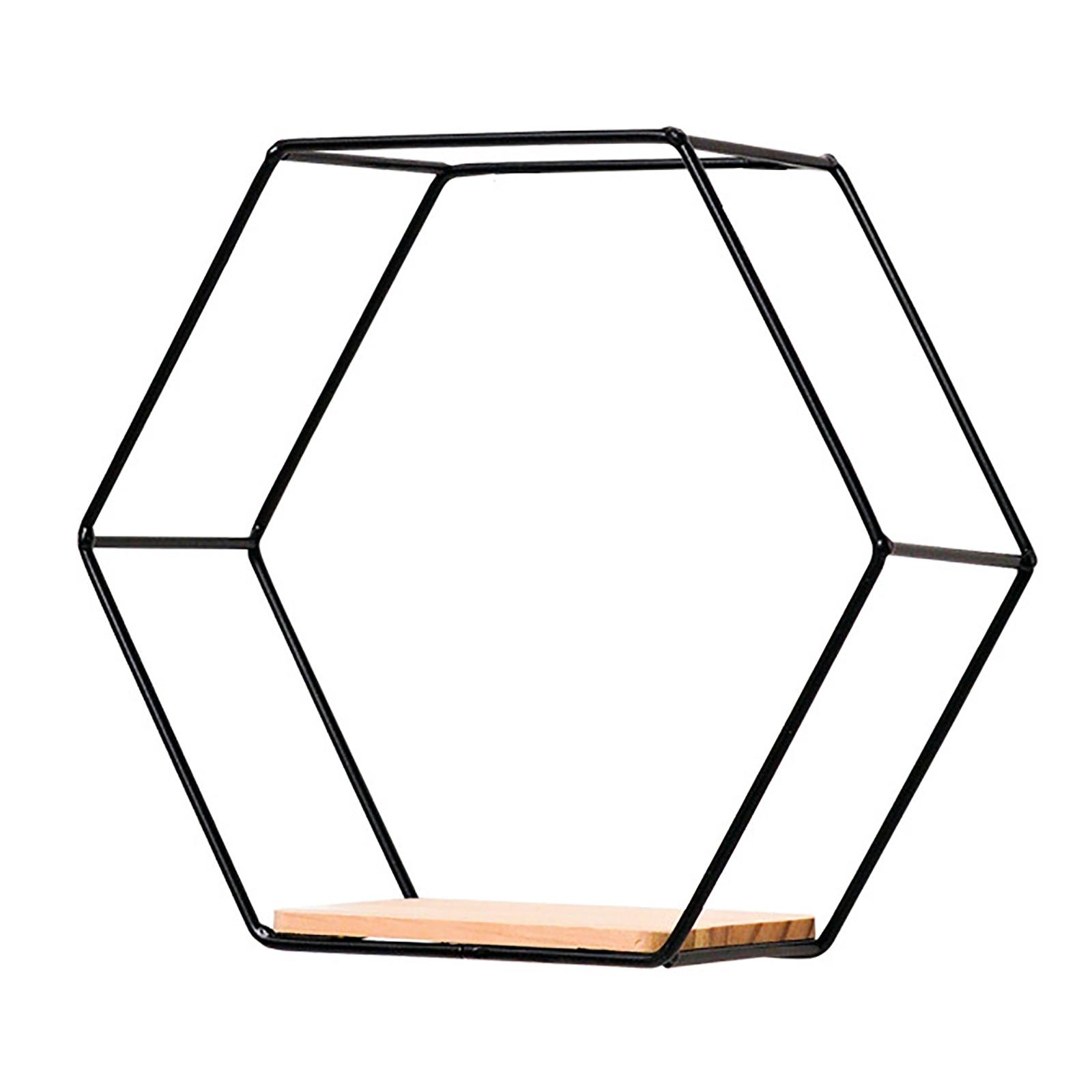 2x Modern Hexagon Iron Wall Shelf Display Floating Shelf   