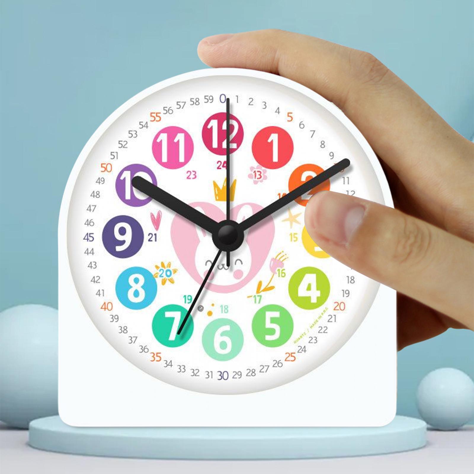 Analog Alarm Clock for Kids Night Light Mute Clock School Home Child Rabbit 