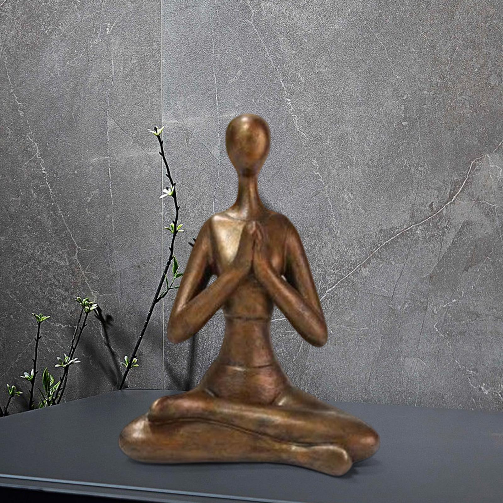 Meditation Yoga Pose Statue Arts Crafts for Desktop Decor Hands on Chest