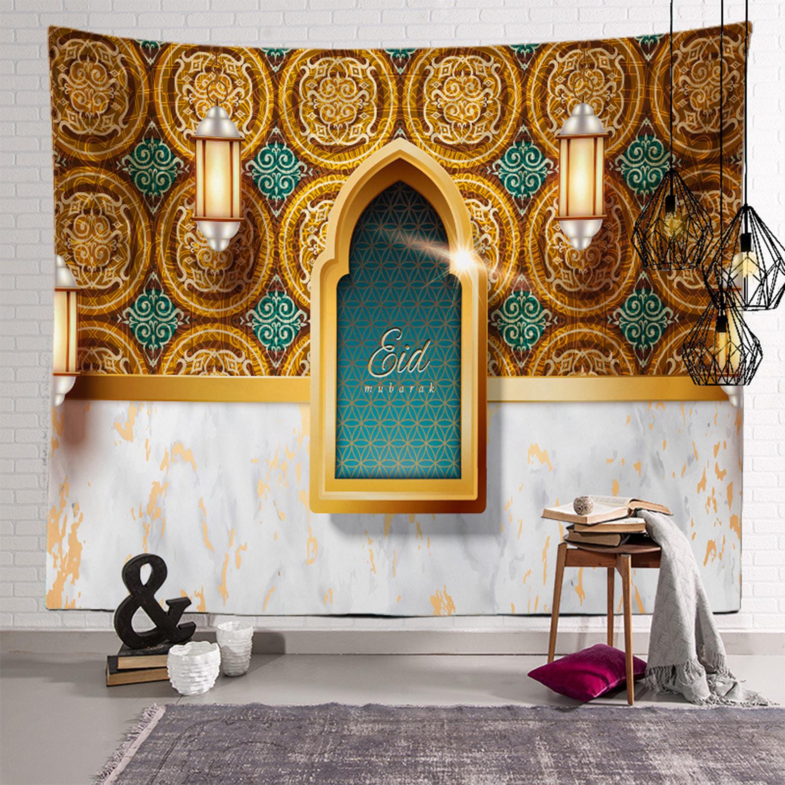Polyester Ramadan Wall Hanging Tapestry Eid Mubarak Decor for Bedroom Home E