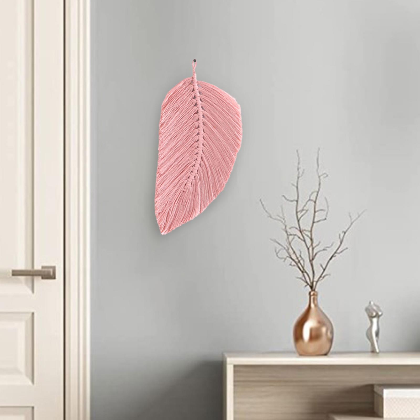 Chic Macrame Leaf Wall Hanging Boho Handmade Craft Macrame Cotton Pink