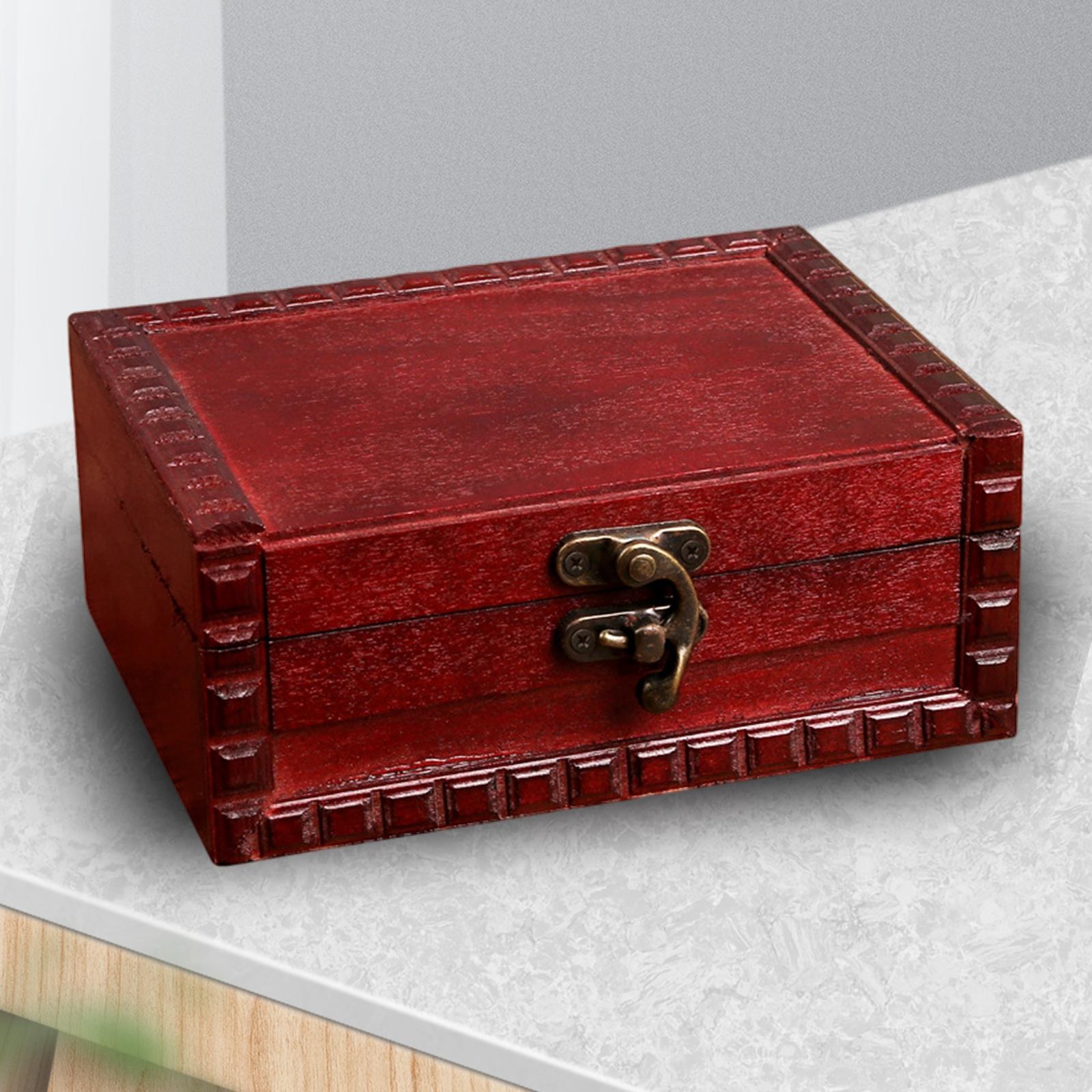 Vintage Style Wooden Box Decorative Jewelry Gift Storage Box with Lock with Lock Clasp 