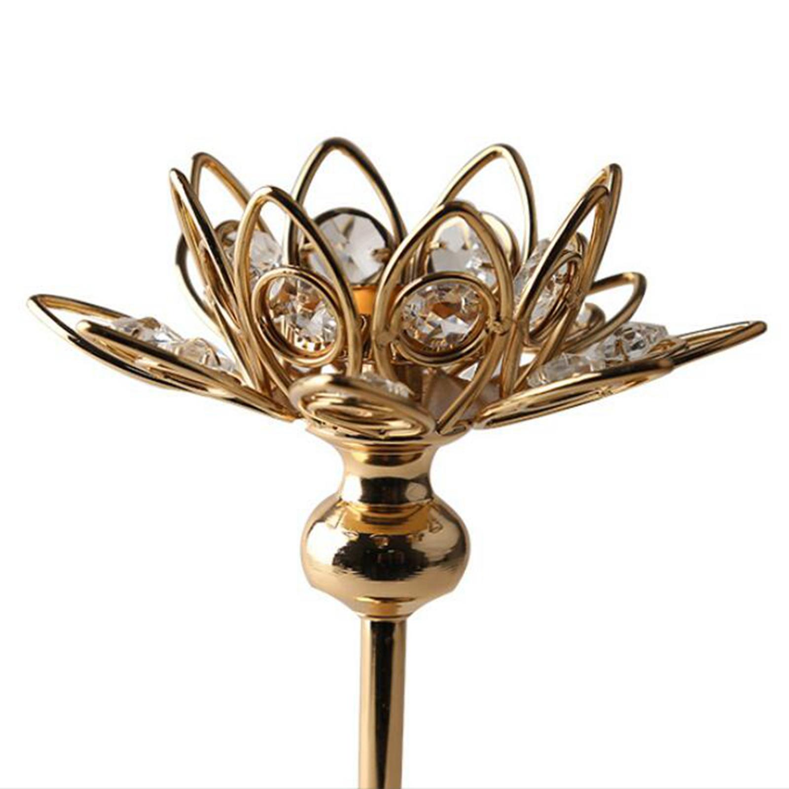 Lotus Candle Holder Golden Candlestick Stand for Holiday Wedding Ornaments S