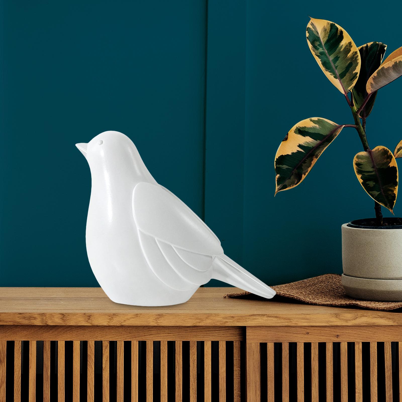 Bird Statue Figurine Shelf Tabletop Home Decor Animal Model White Short Tail