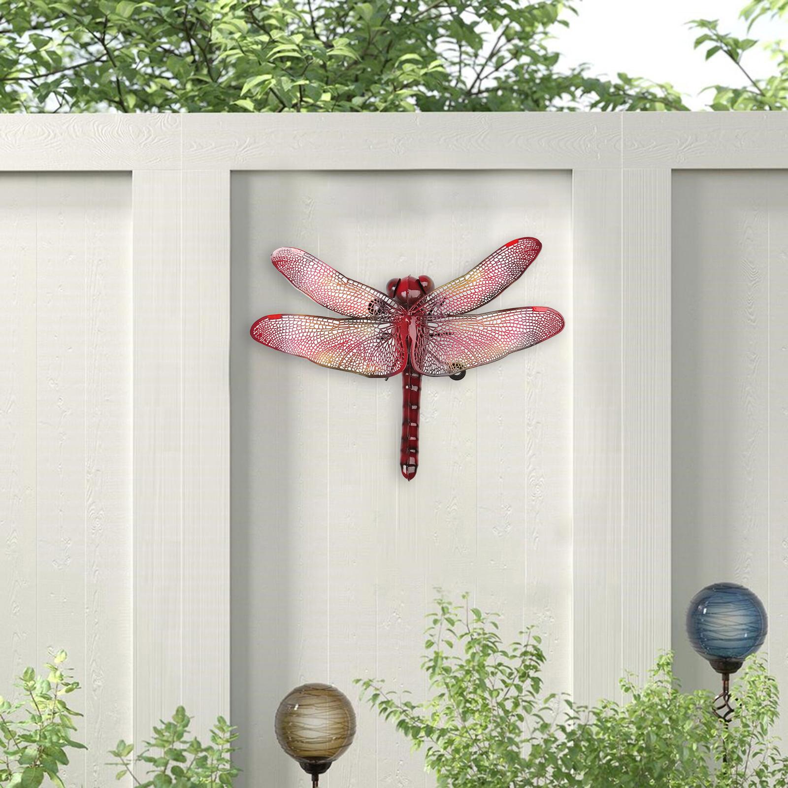 Metal Wall Dragonfly Decorations Art Crafts Decoration for Farmhouse Garden red