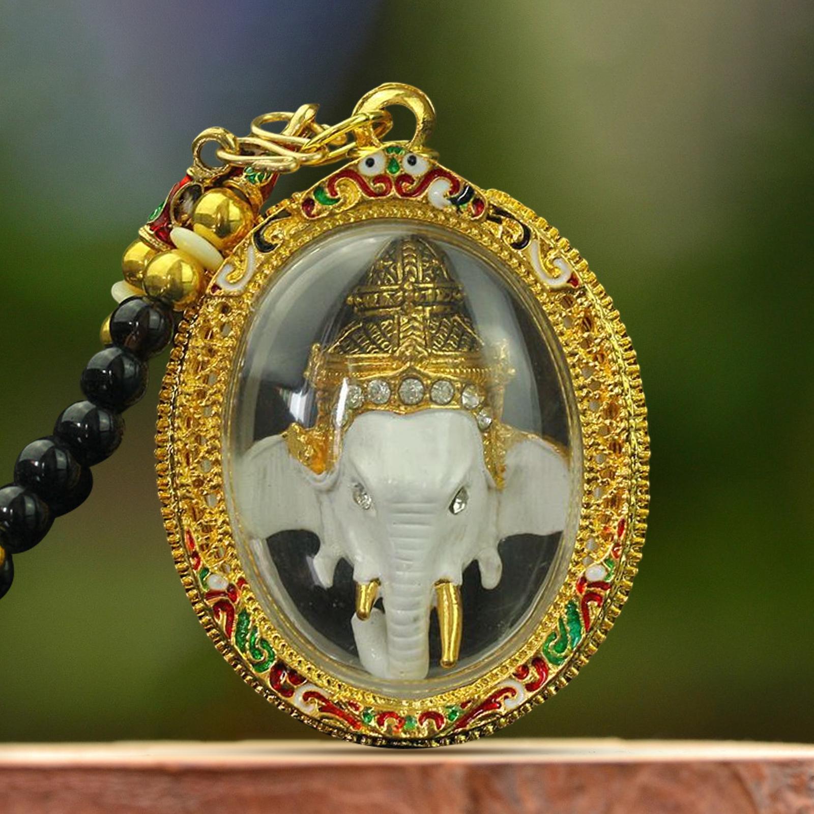 Thai Buddha Amulet Pendant Ganesha Thailand for Bless Good Luck White