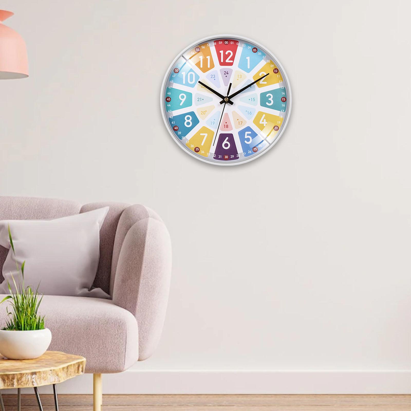 Kids Wall Clock Silent Non Ticking Kids Learning Living Room Home E