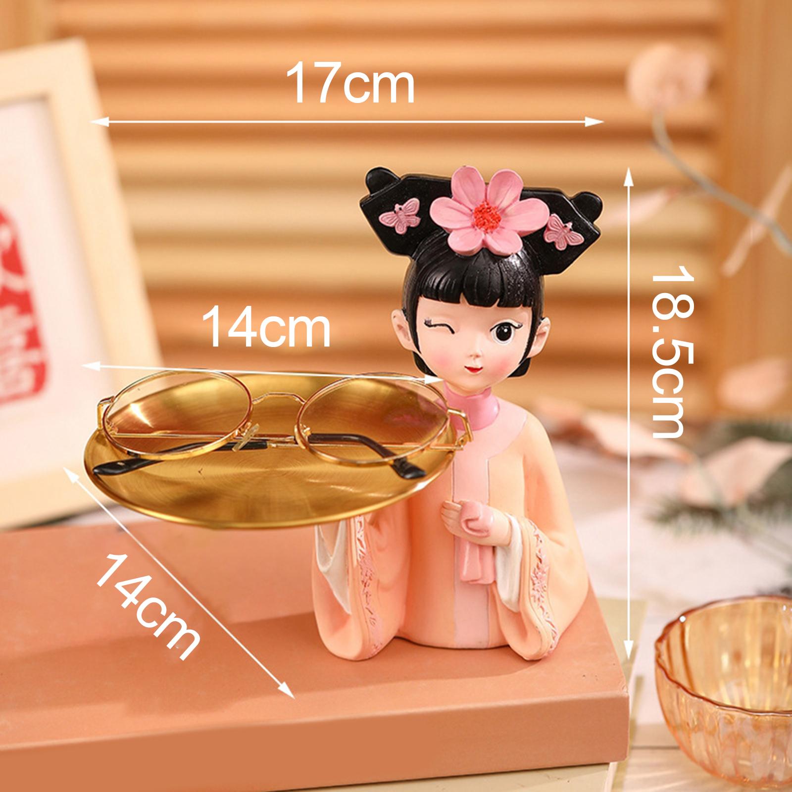 Creative Girl Figurine Jewelry Trinket Storage Home Table Decor Cookie
