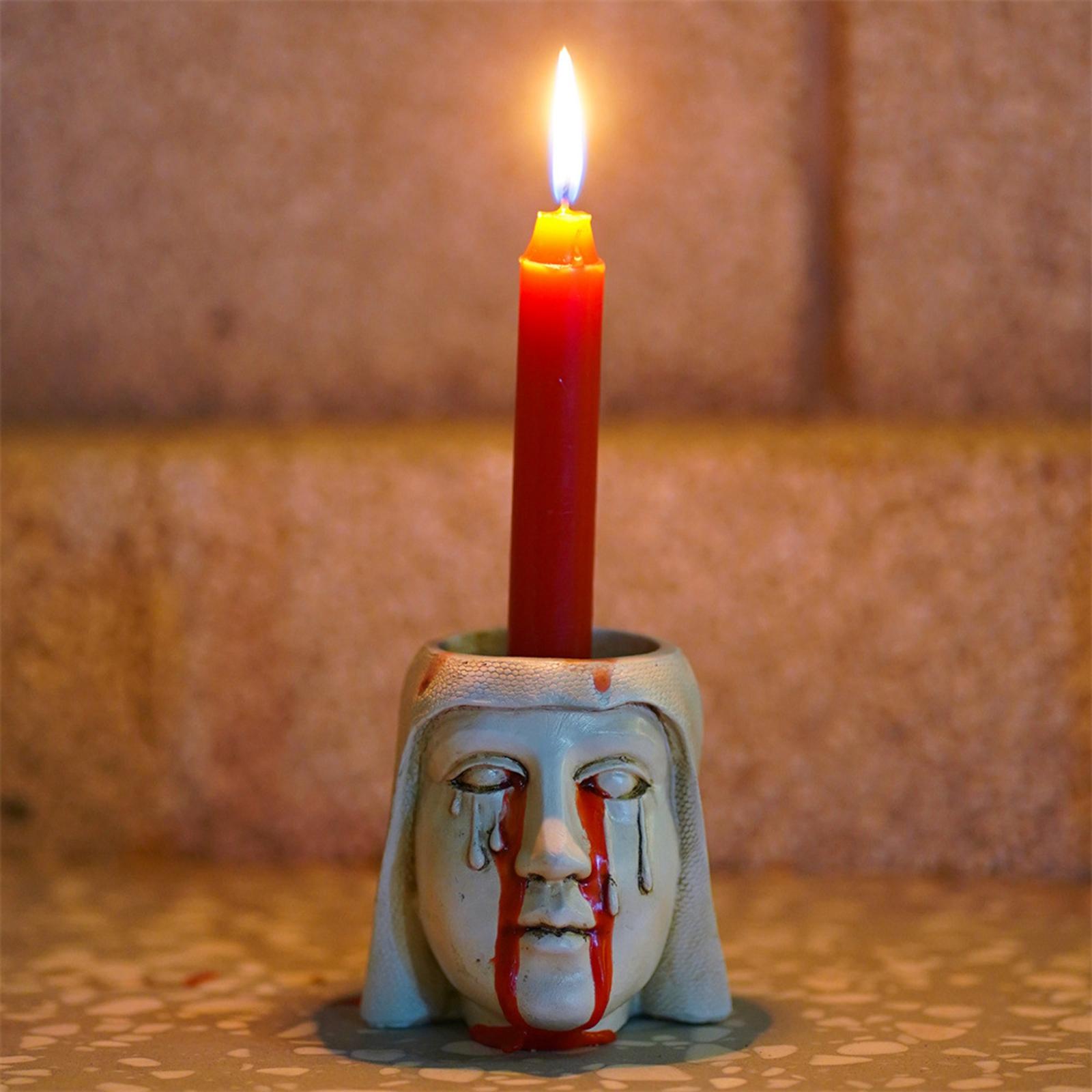 Virgin Mary Resin Statue Candlestick Tealight Candelabras Candleholder Decor