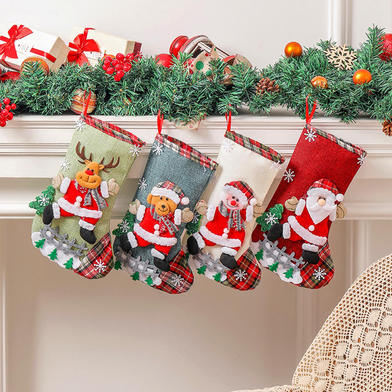 Fashion Christmas Sock Holiday Party Gift Bag Festival Fireplace Kids Old Man 