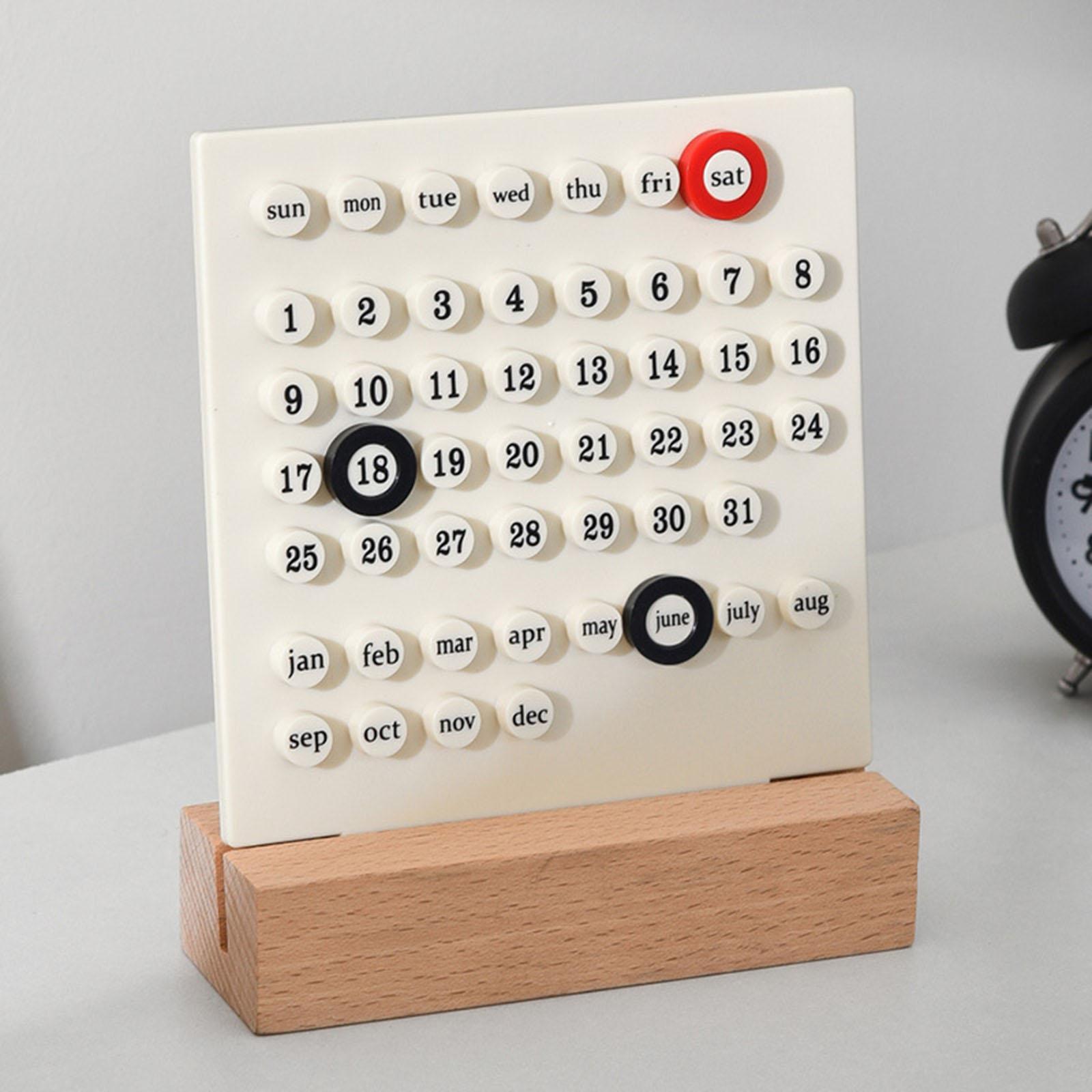 Creative Perpetual Calendar Ornaments Reusable Handmade for Desktop Home white