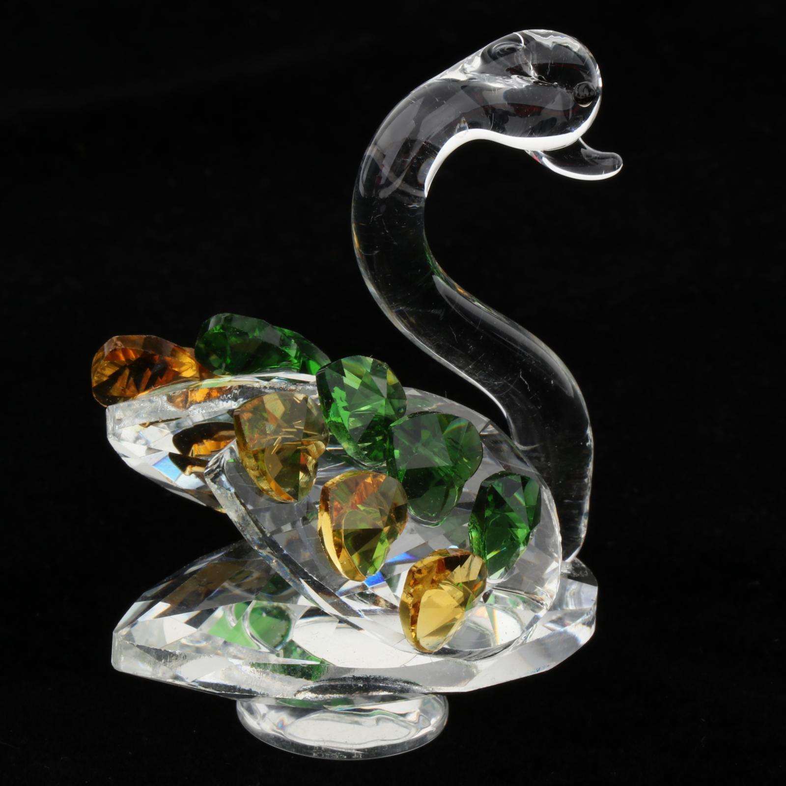 Statues Sculptures Birthday Anniversary Party Swan Crystak Figurines Home Green Yellow