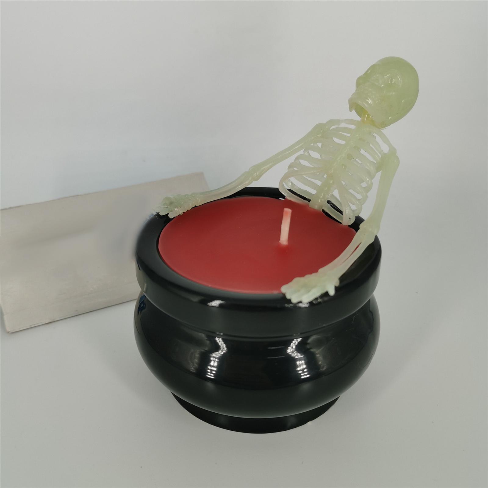 Halloween Skeleton Candle Light Horror Indoor for Desktop Home Living Room