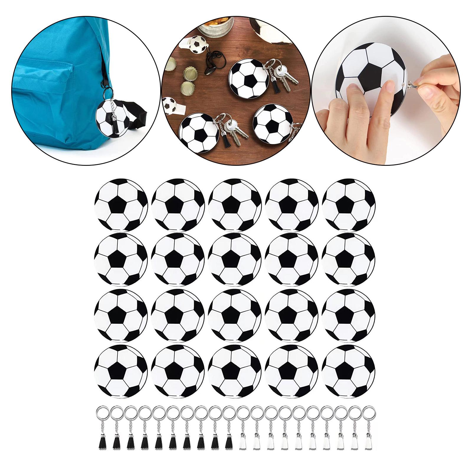 20 Pieces Football Keychains with PU Leather Tassels for Kids Party Favors