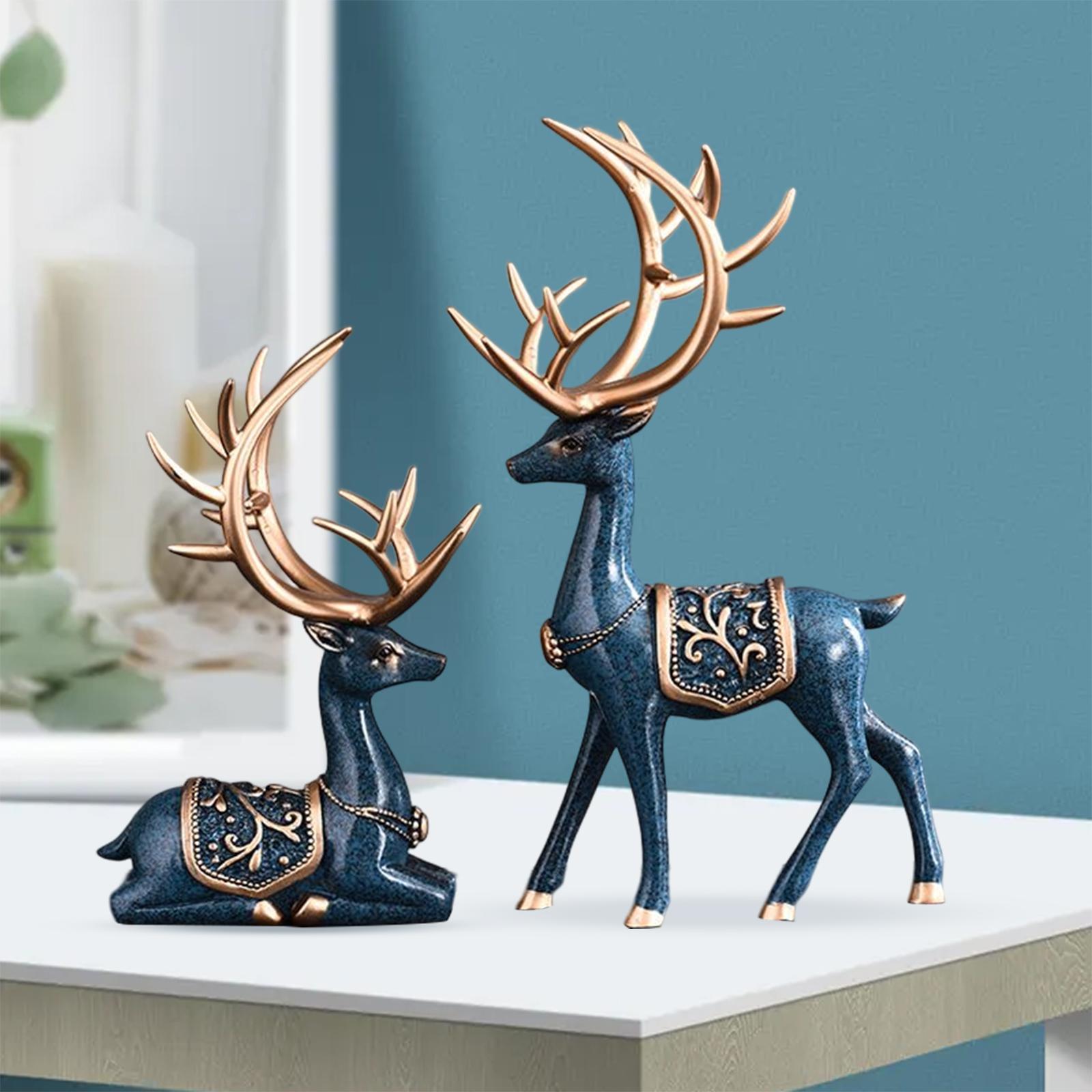 Reindeer Statue Collectable Deer Figurine for Cabinet Restaurant Tabletop Blue