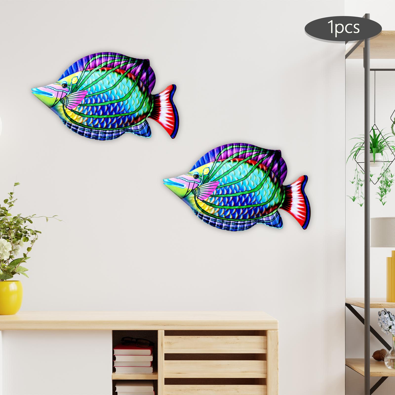 fish Decor Statue Wall Decoration for Bathroom Balcony Office Violet