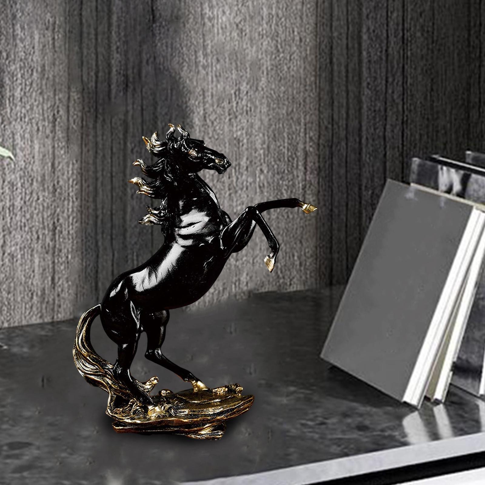Modern Horse Statue Handicraft Sculpture Figurine for Office Bookshelf Decor Black