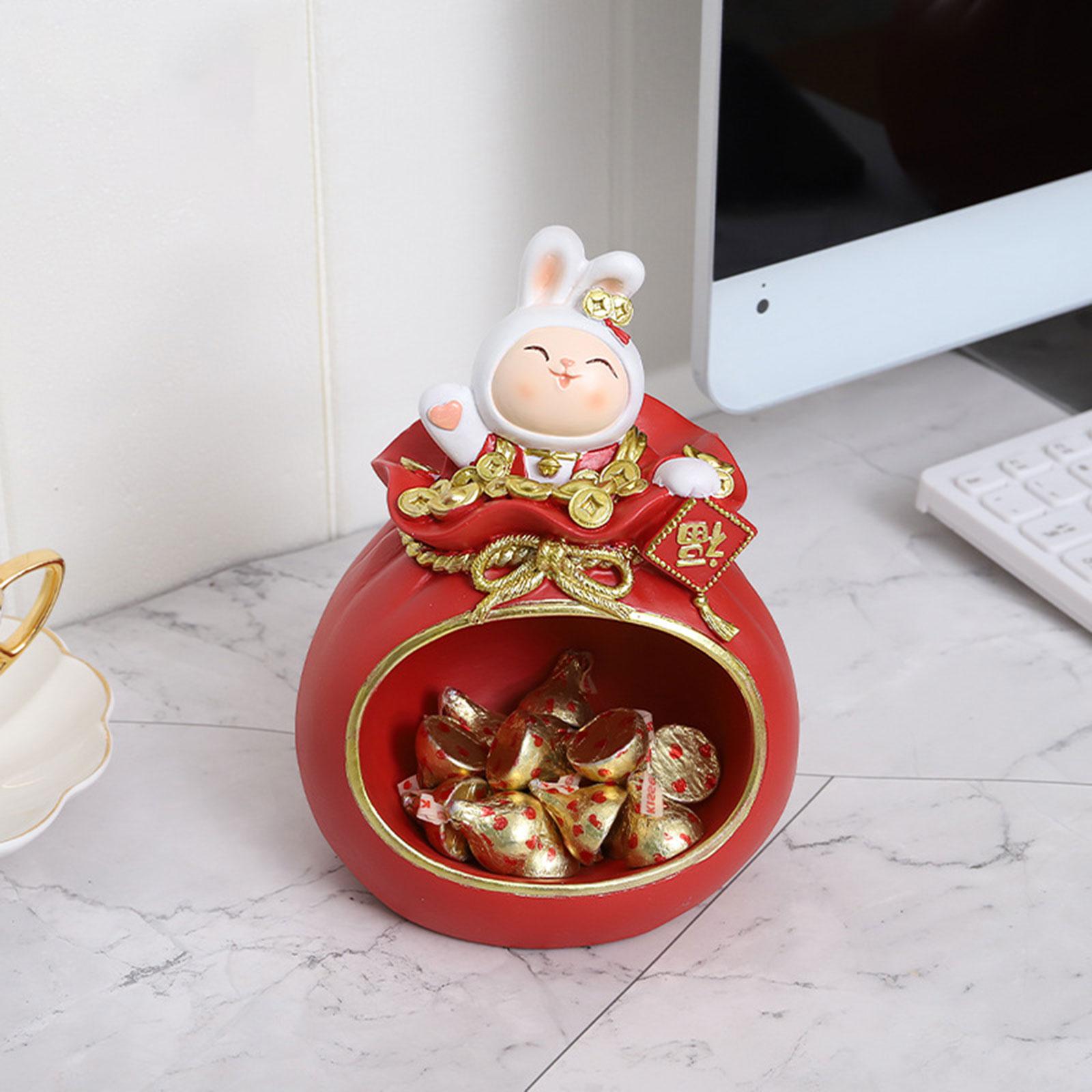 Rabbit Resin Statue Figurine Sculptures Jewelry Candy Bedroom Storage Box