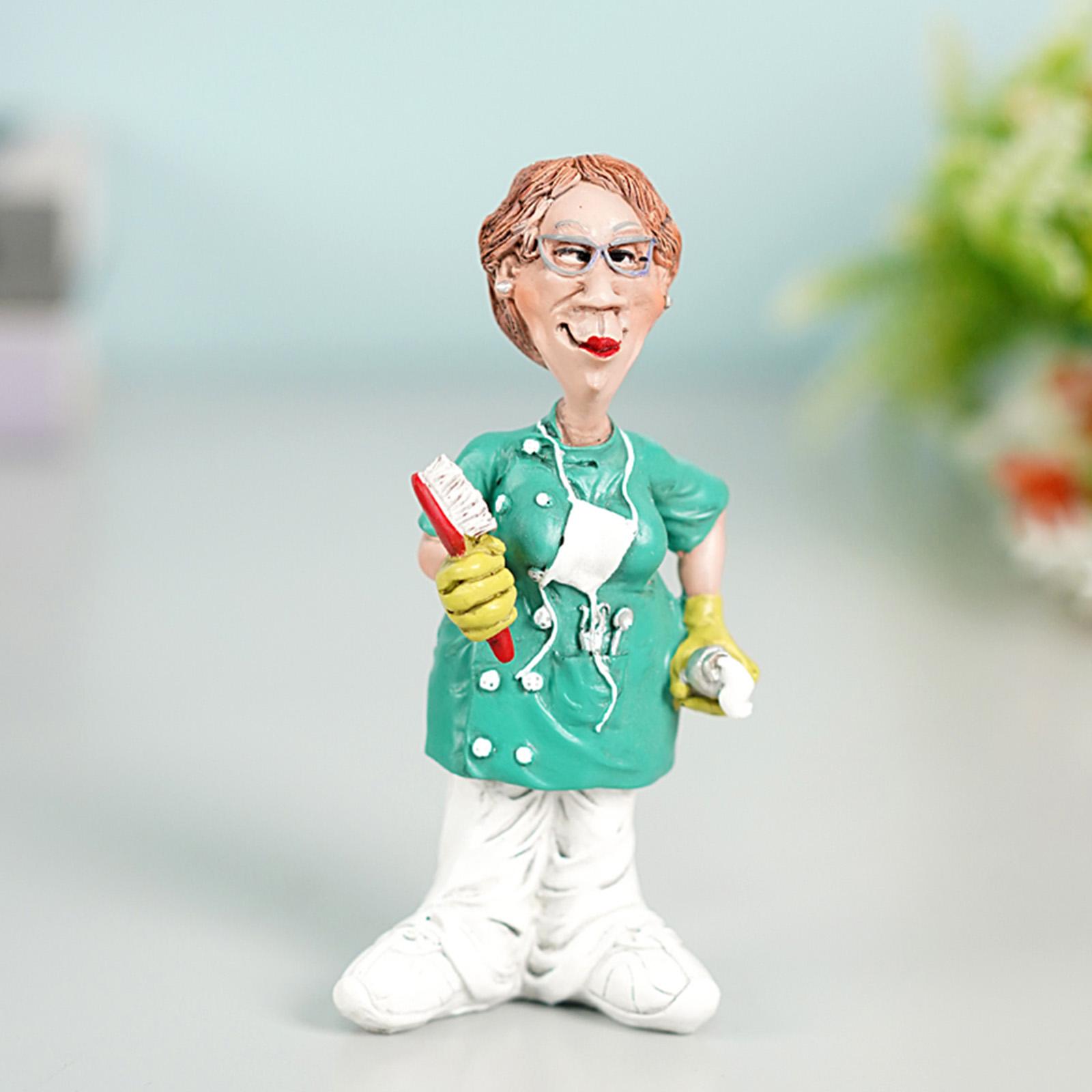 Doctor Statues Figurines Ornament Women Resin Sculpture for Office Bedroom Brush 8x5x16cm
