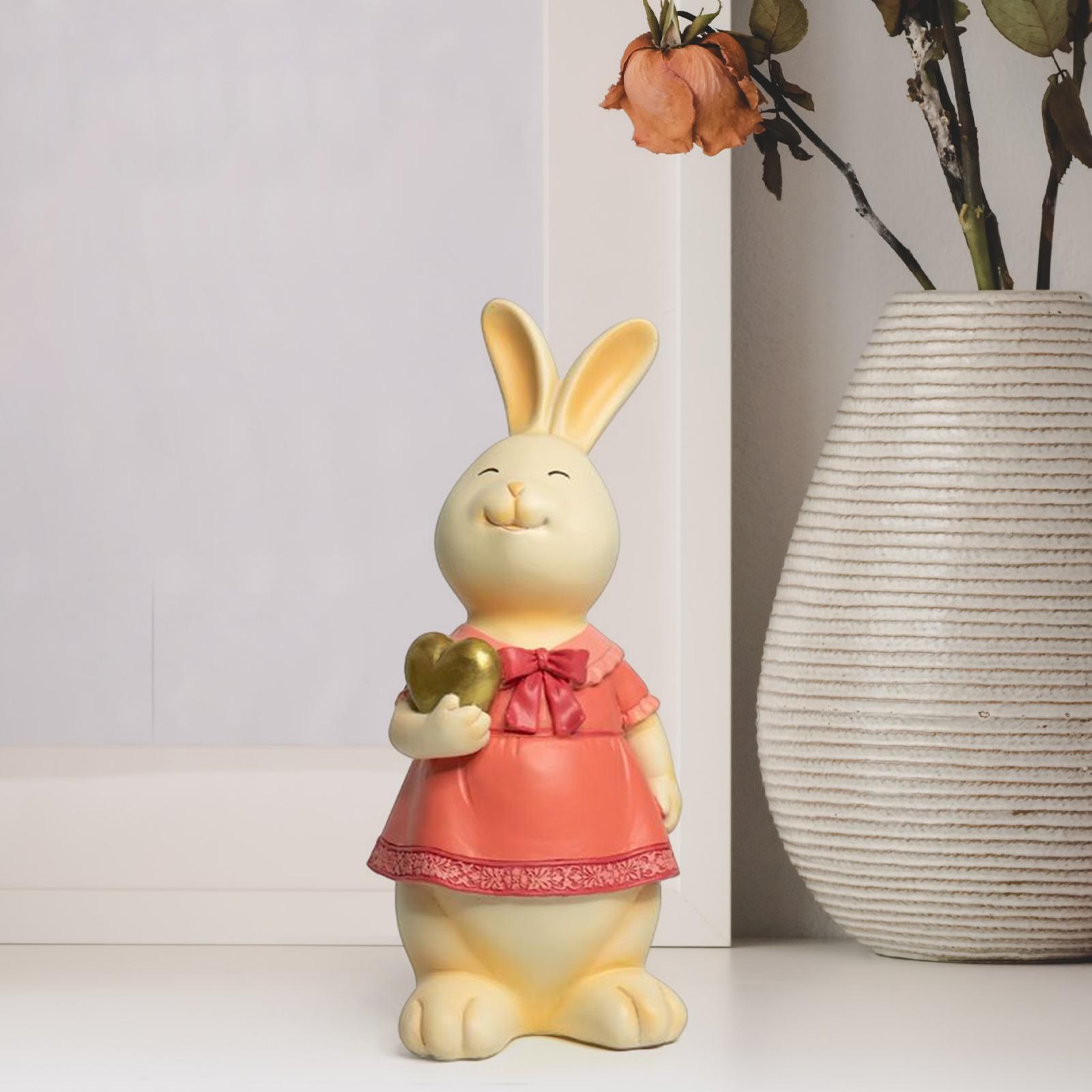Rabbit Bunny Figurine Crafts Sculpture Gift Decorative Cabinet Lawn Style E