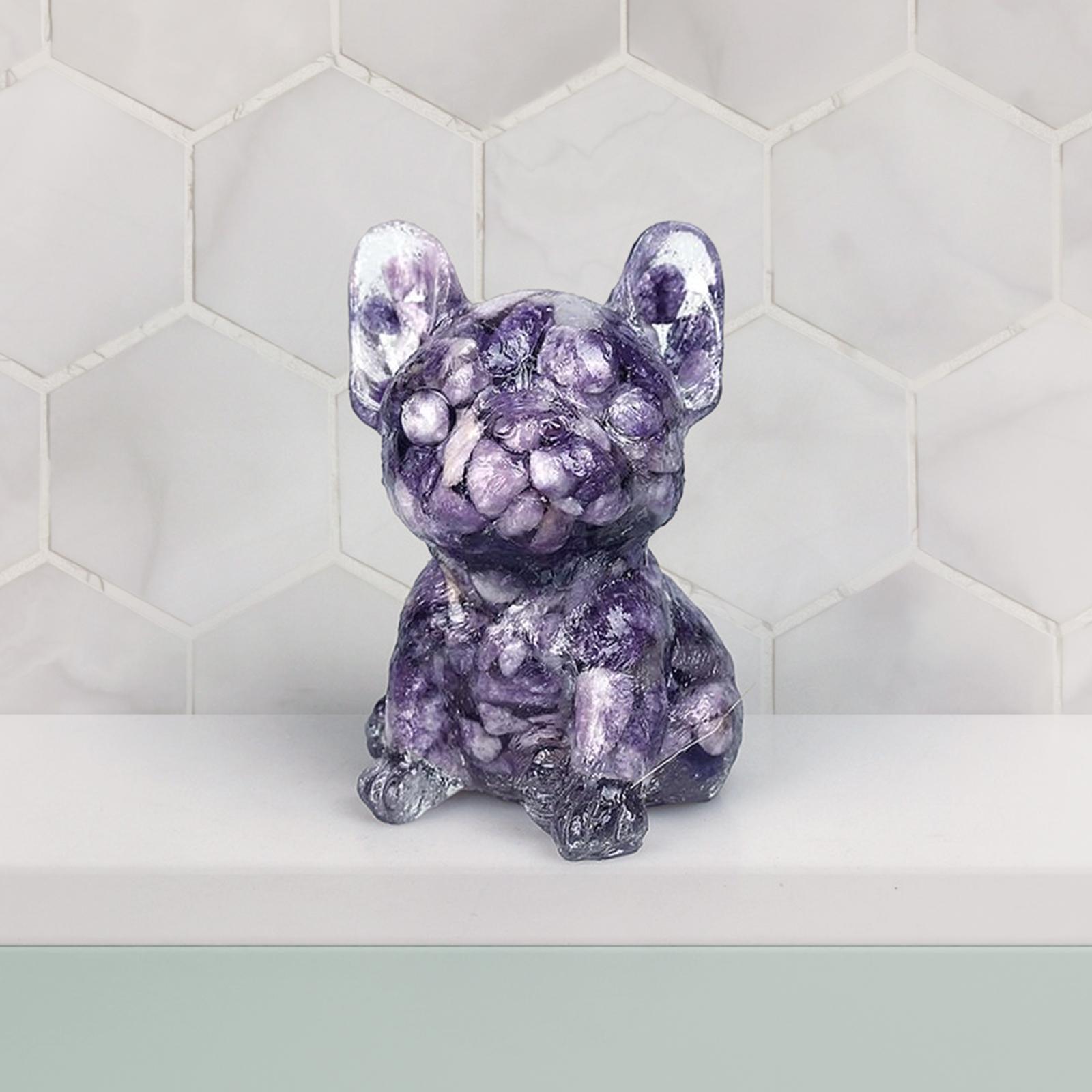 French Bulldog Figurine Ornament Small for Bedroom Desktop Collectible Violet