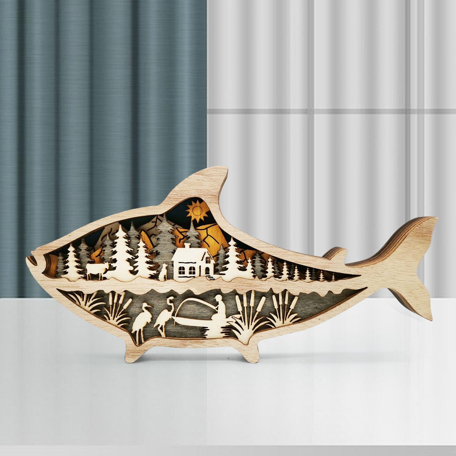 Marine Animals Wooden Decor Figurines Desktop Nautical Home Decor Hanging style A