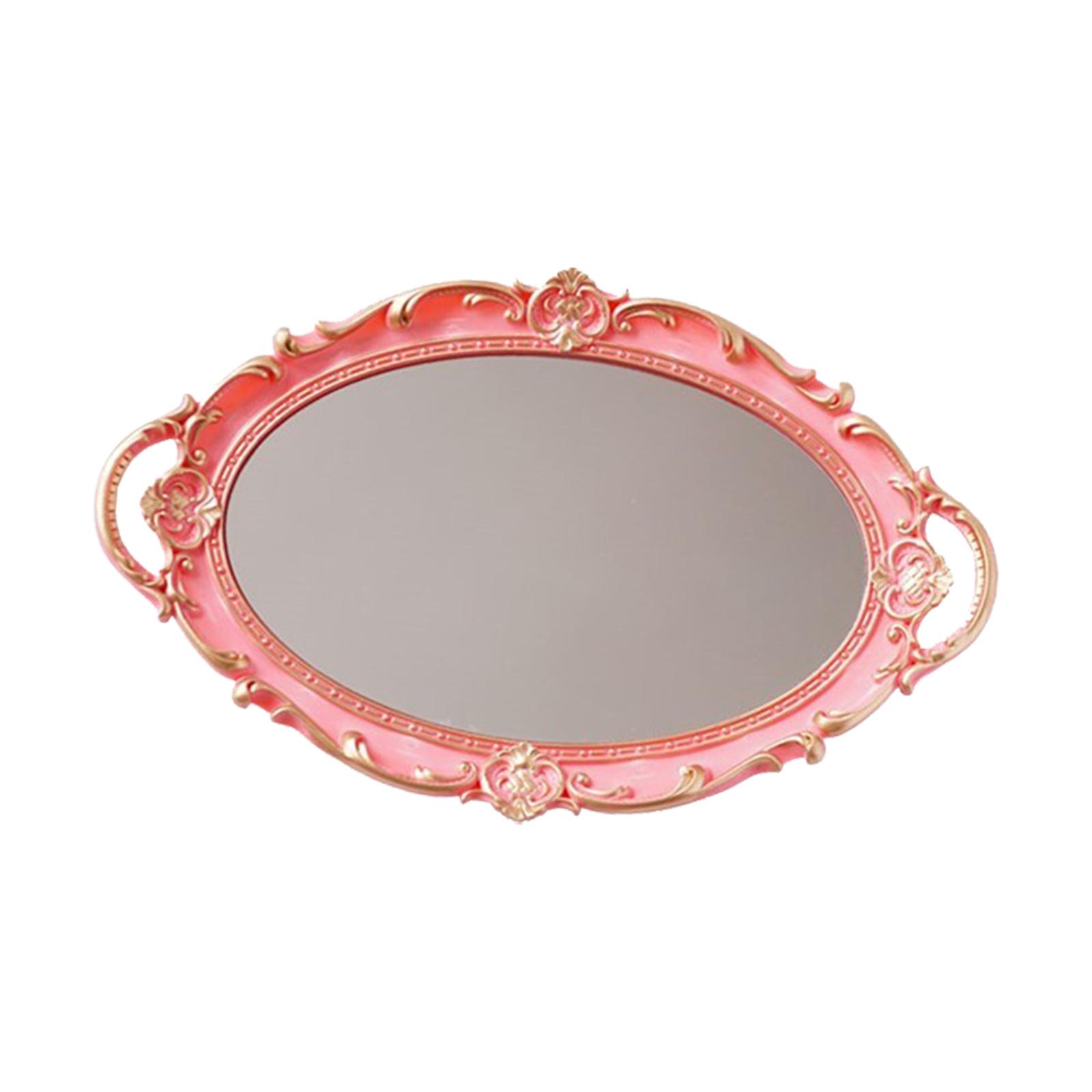 Ornate Mirror Vanity Tray Storage Organizer Jewelry Trinket Cabinet Home Pink