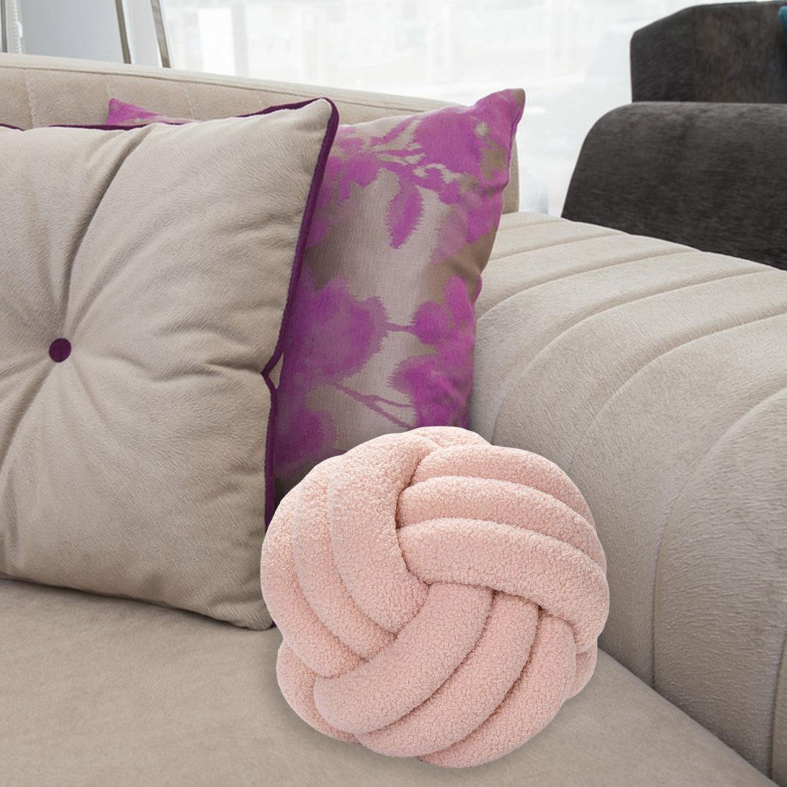 Plush Knot Ball Pillow Diameter 22cm Room Decoration for sofa Couch Light Pink