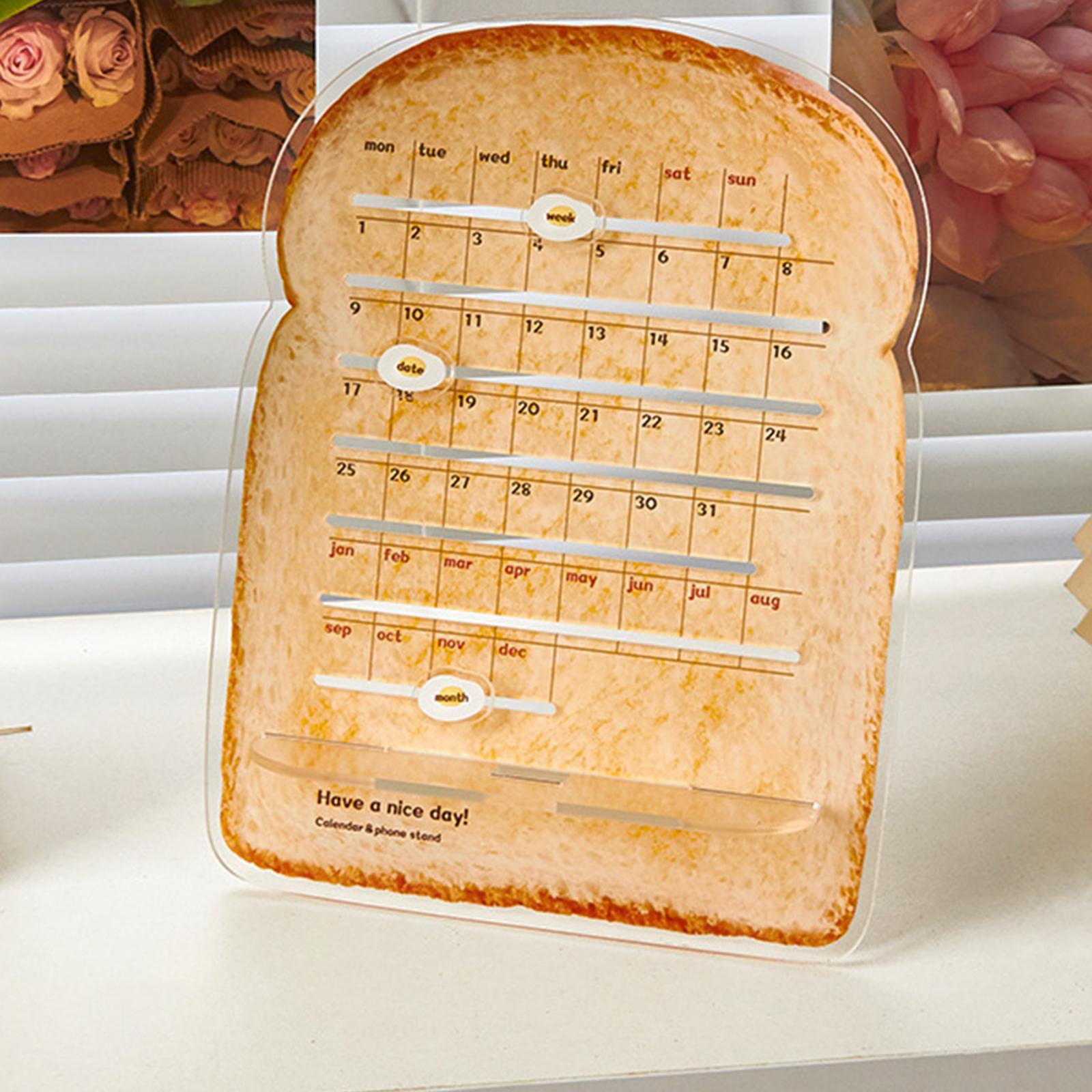 Cute Perpetual Calendar Educational Montessori Reusable Mini Desk Calendar Bread Toast