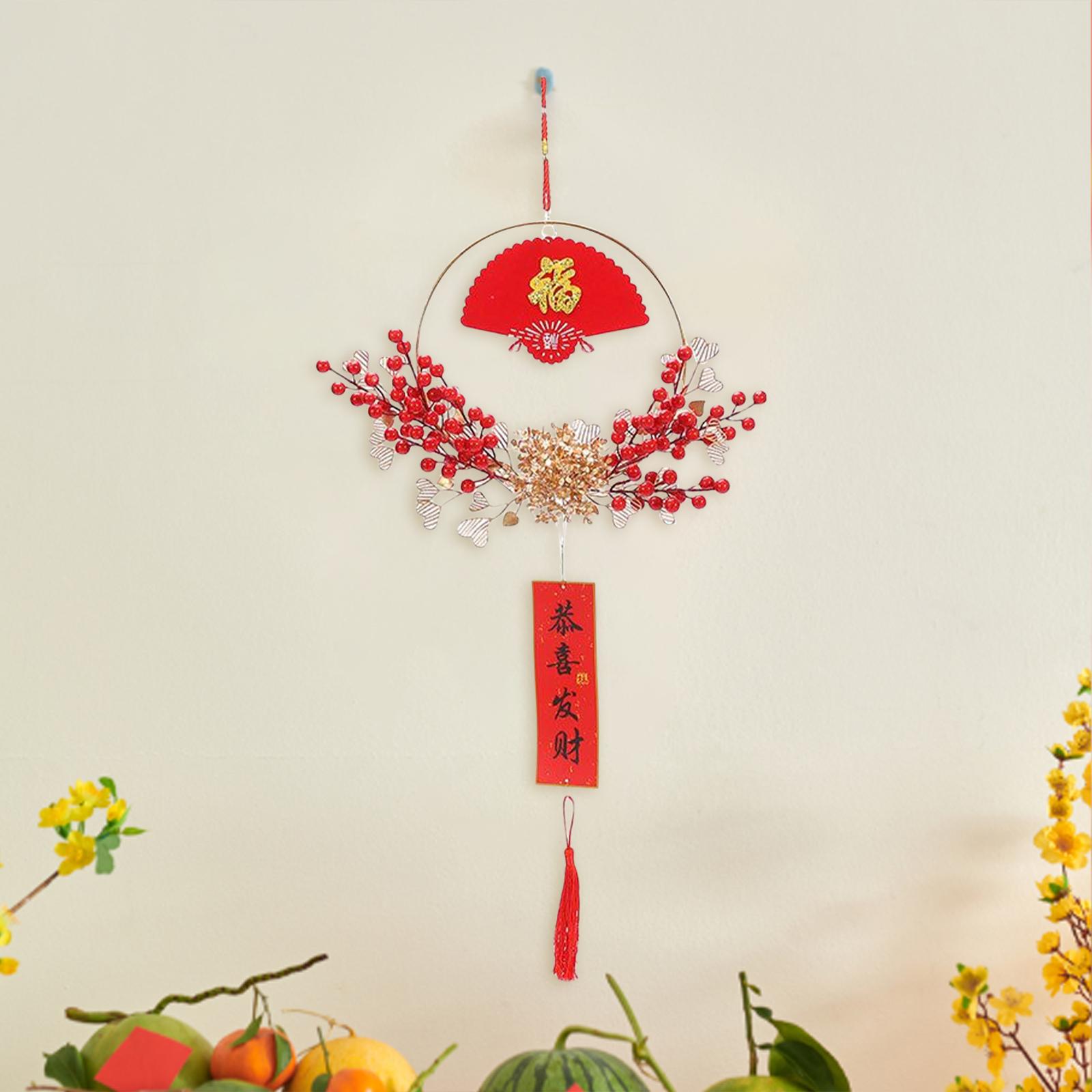 Chinese New Year Hanging Decorations Ornament Wreath Pendant for Decor Style E