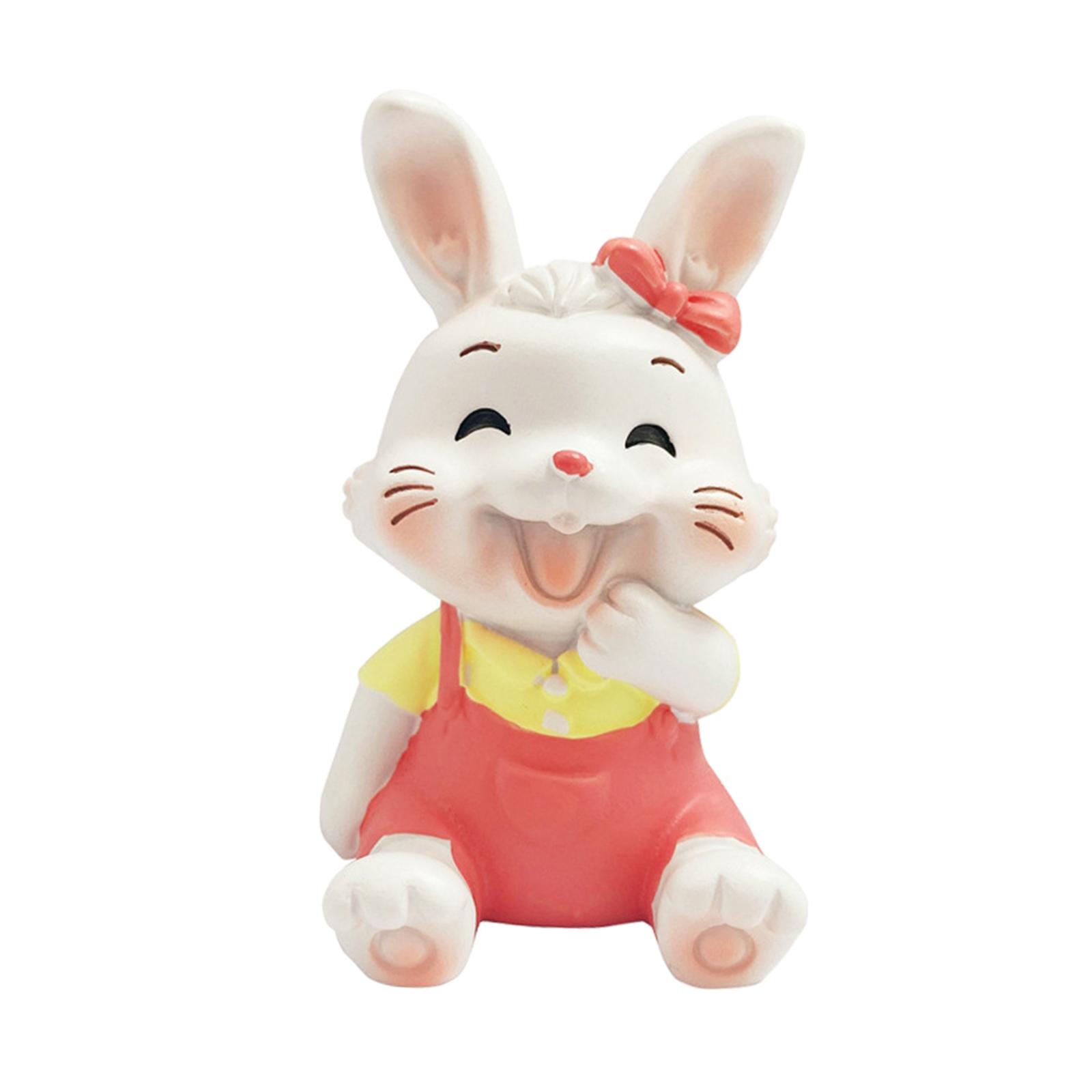 Cute Rabbit Statue Animal Figures Art Sculpture for Office Shelf Decoration Girl Bunny