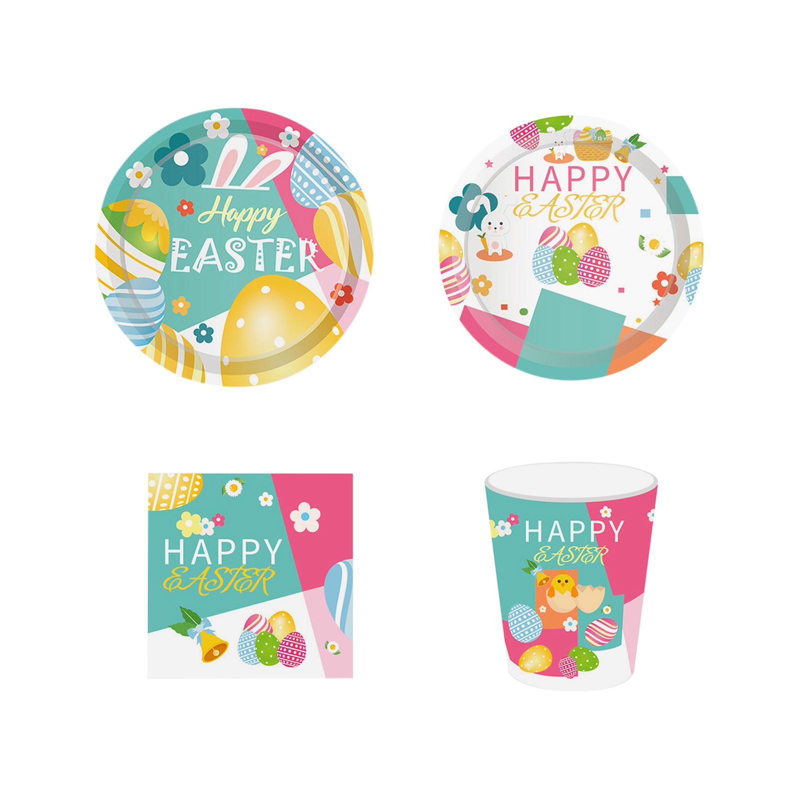 Easter Party Tableware Paper Cups Dinnerware Set for Wedding Dinner Decor