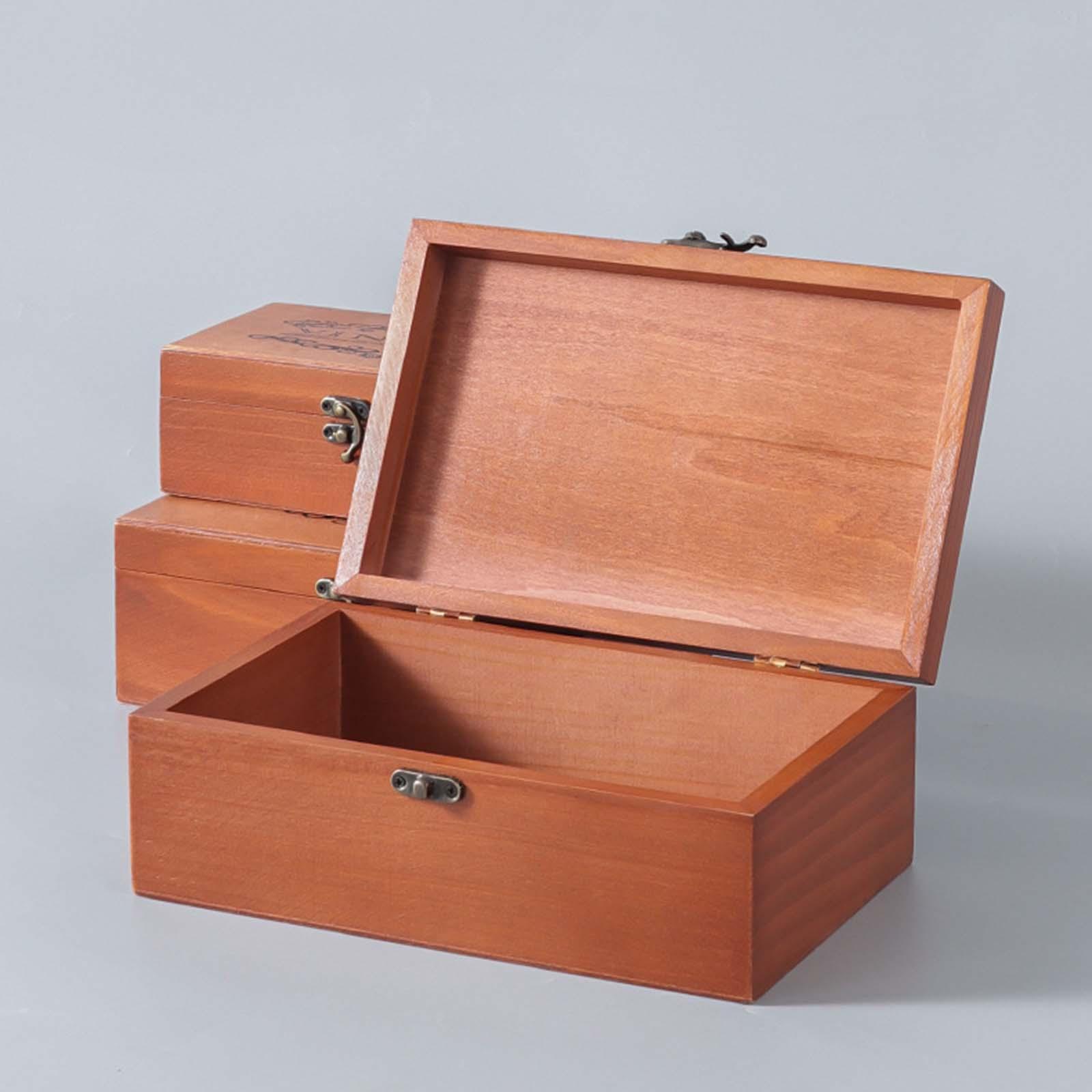 Vintage Style Wooden Storage Box Portable Wood Jewelry Box Trinket Organizer L