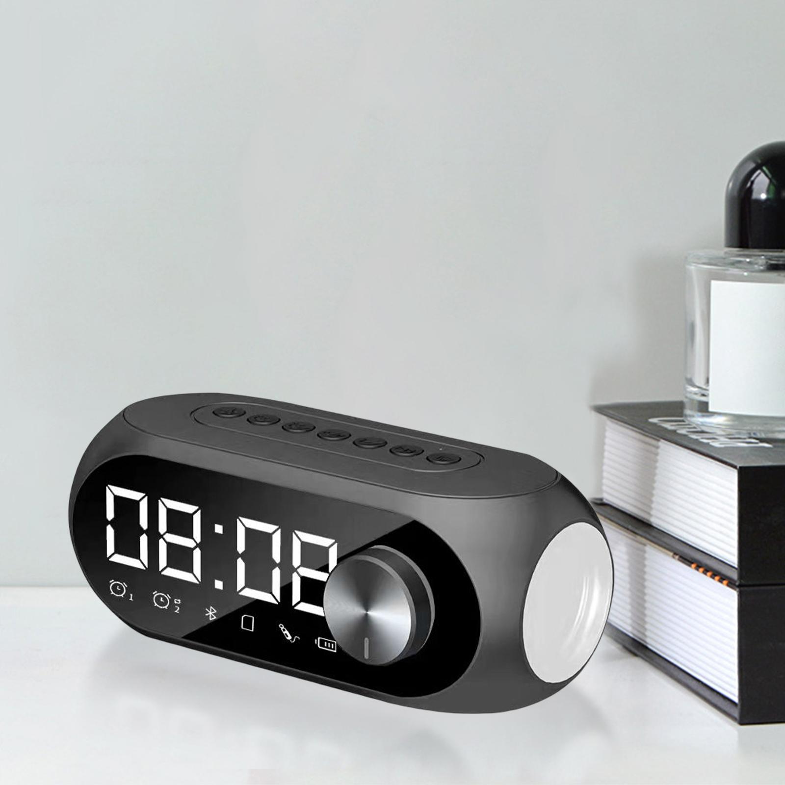 Digital Alarm Clock Wireless Speaker Music Player for Desktop Bedroom Adults Black
