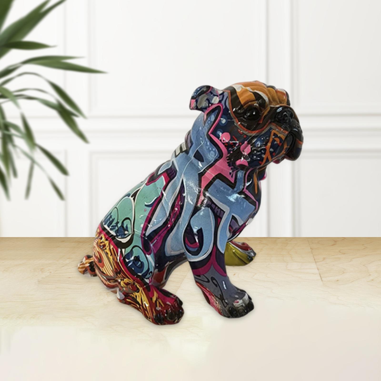 Modern Bulldog Statue Art Figurine Resin for Fireplace Dining Room Bedroom Style A