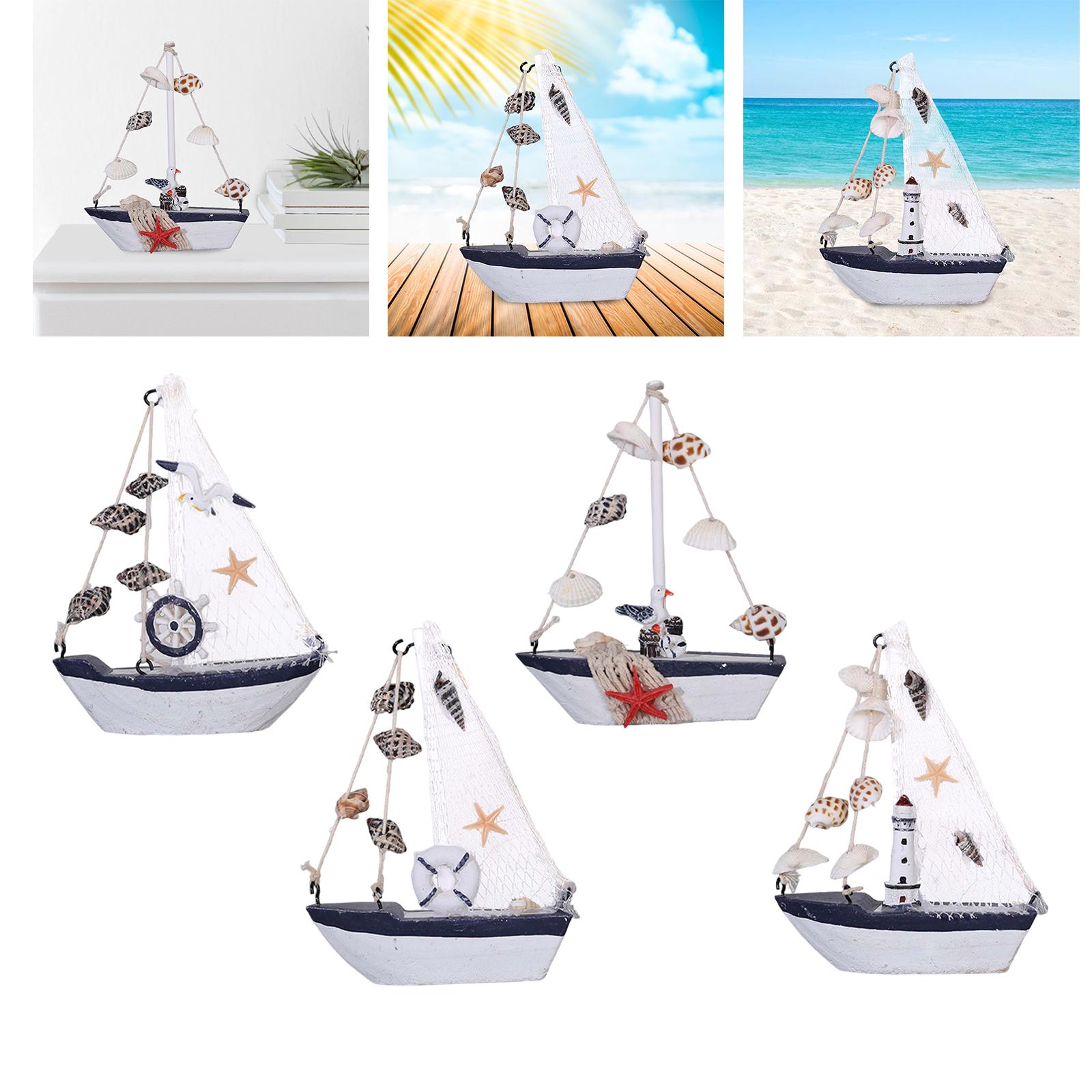 Sailboat Model Decor Ornament Wooden Sailing Boat Lightweight for Desk Rudder