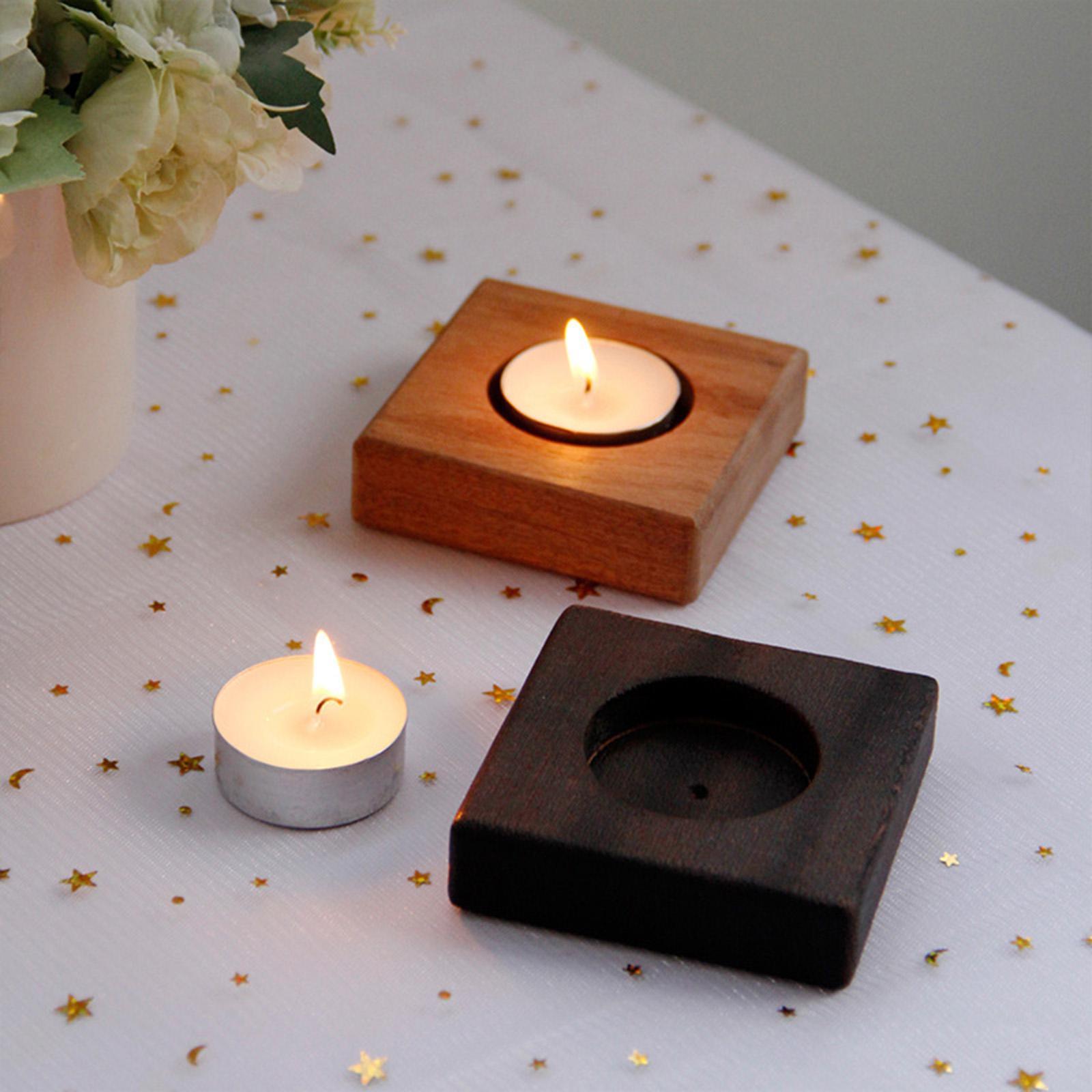 Wooden Candle Holder Tealight Holders Votive Candle Holders for Holiday Black