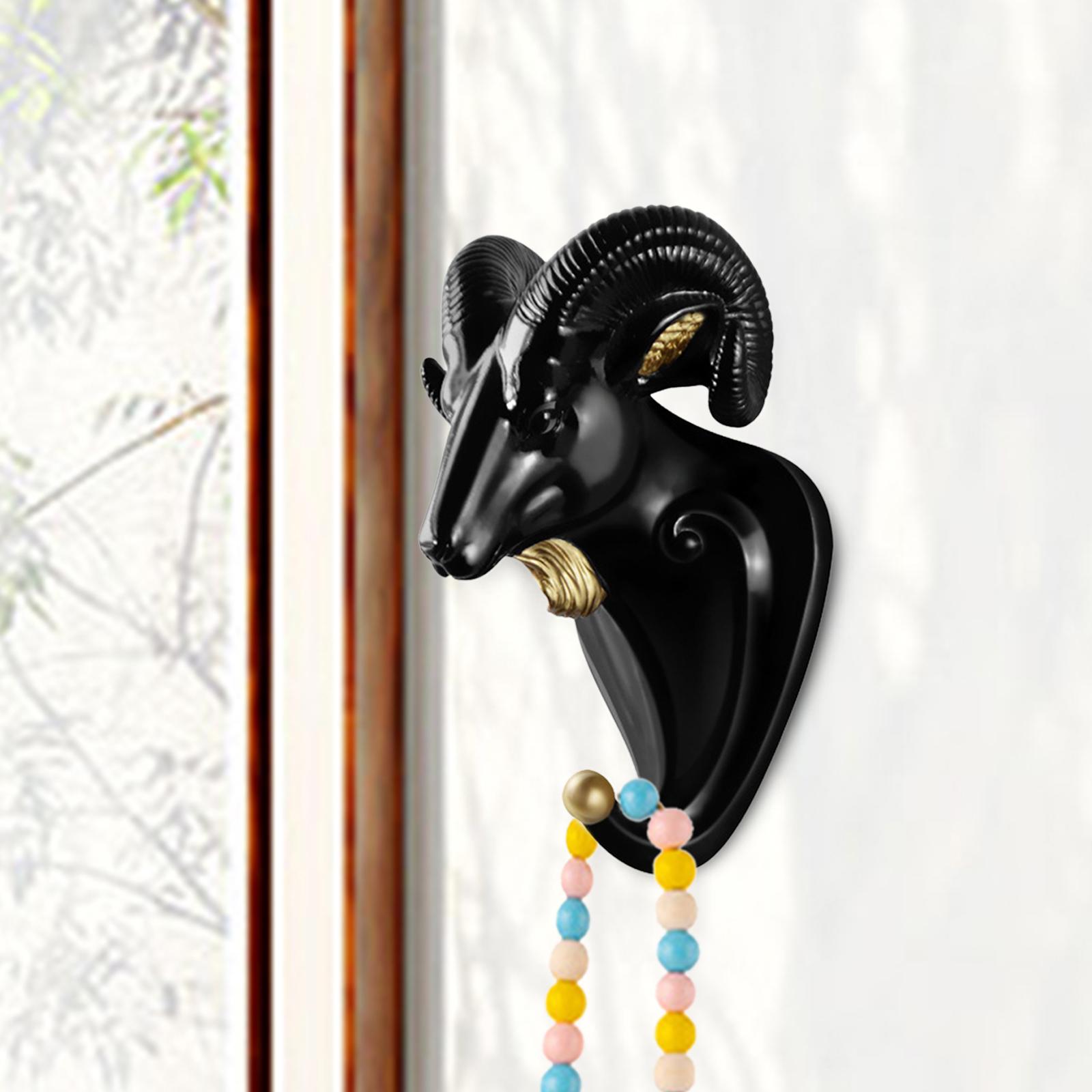 Head Coat Hook Modern Ornament Cute Animal Hanger for Office Entryway Garage Black
