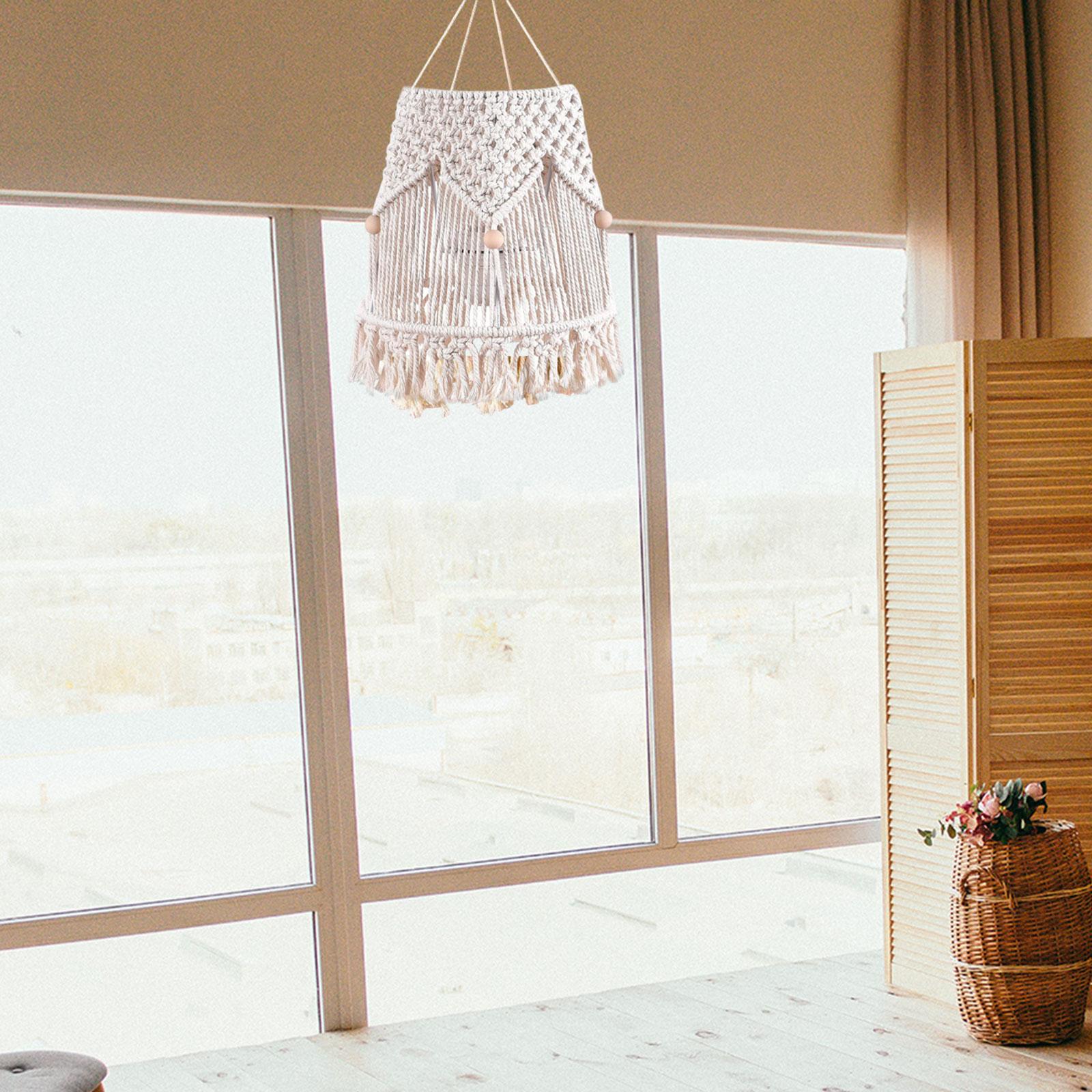 Macrame Lamp Shade Boho Pendant Light Shade for Dorm Room Bedroom Decoration Style C