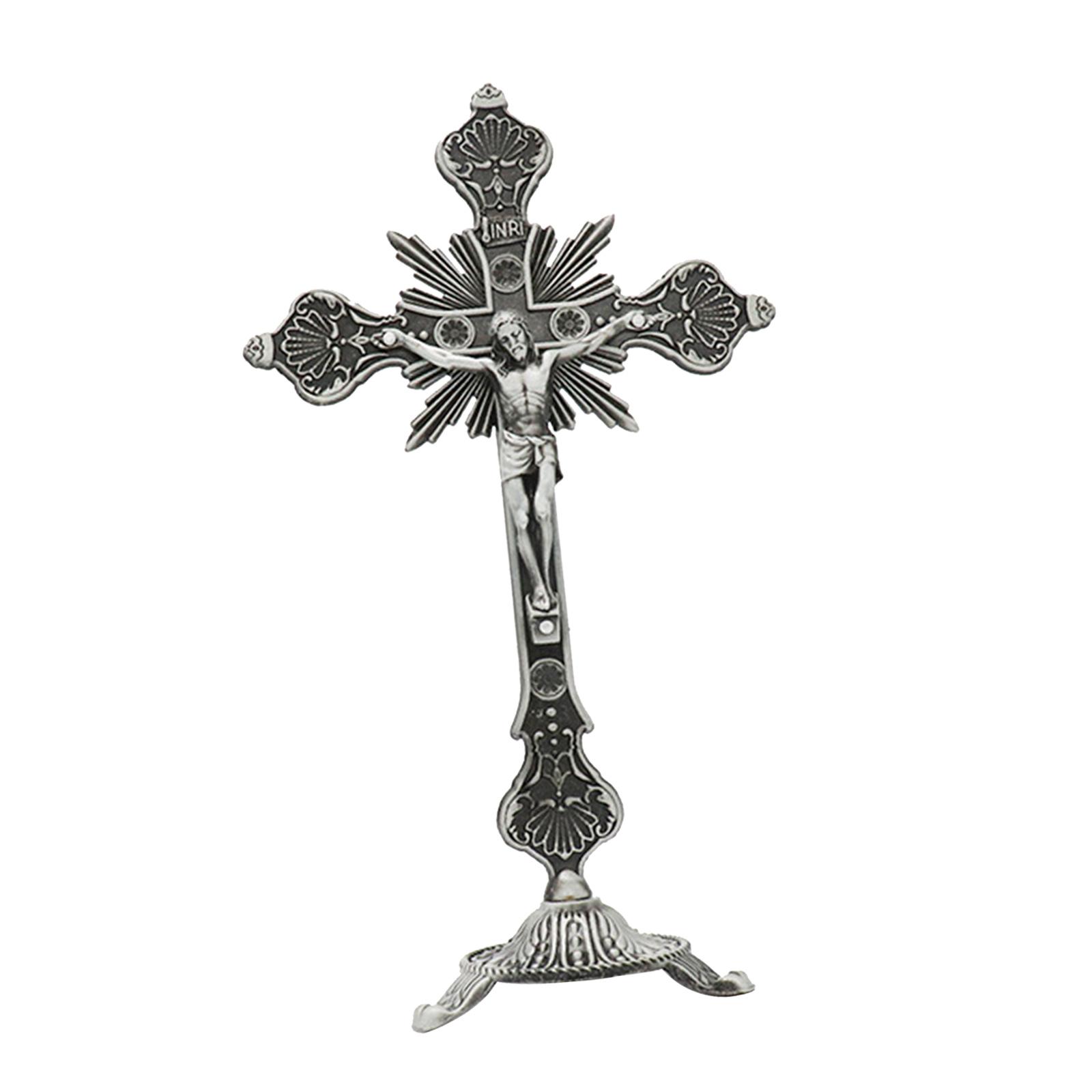 Standing Crucifix Antique Pewter