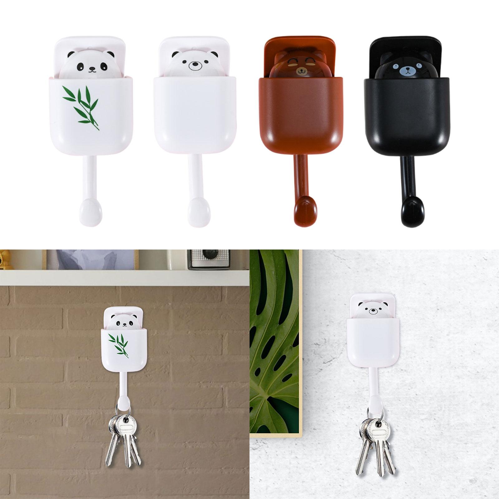 Cartoon Adhesive Hooks Hats Organizer with Towels Cute Key Hook panda