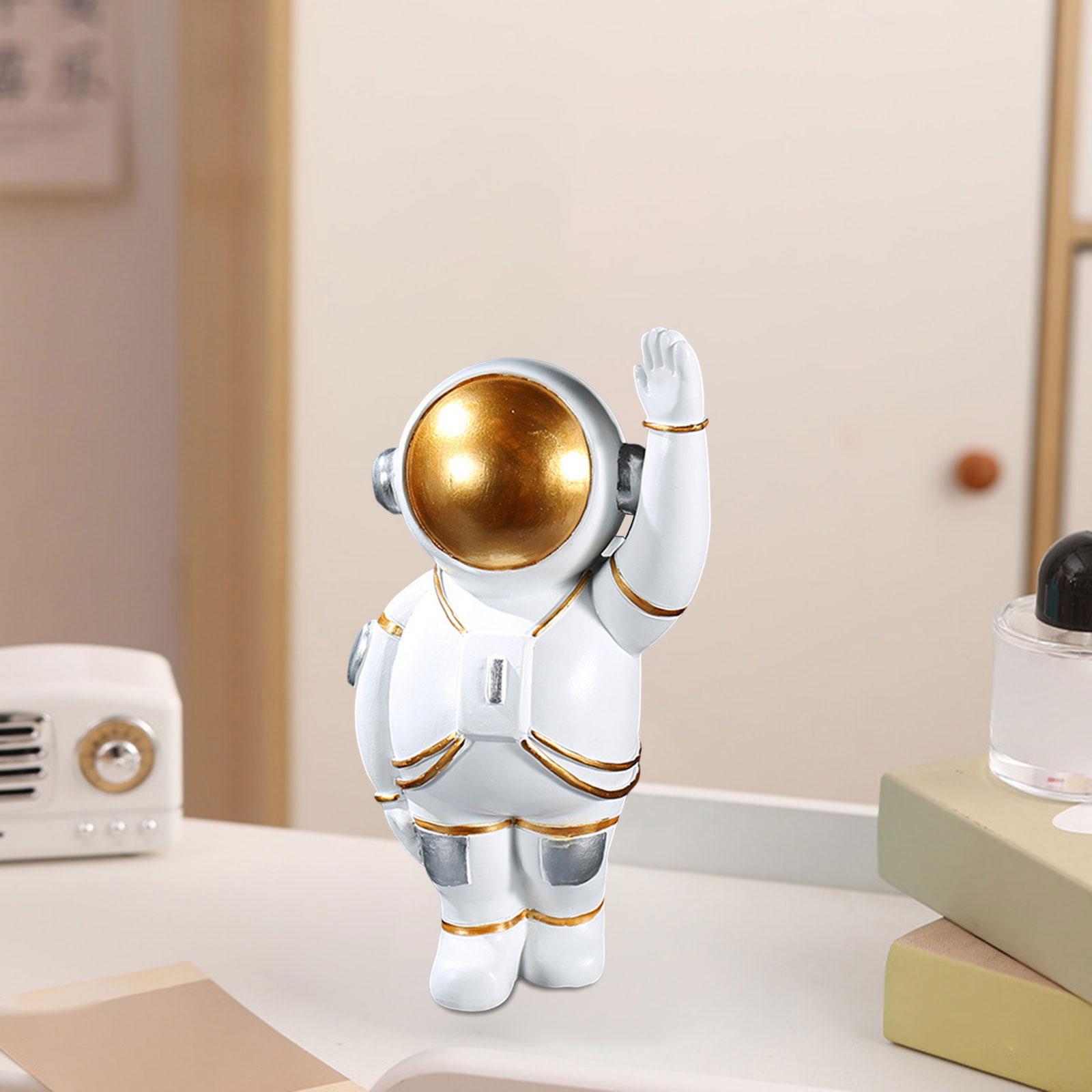 Spaceman Figurine Sculpture Astronaut Statue for Bookshelf Tabletop Bookcase 17cmx8.5cmx7cm