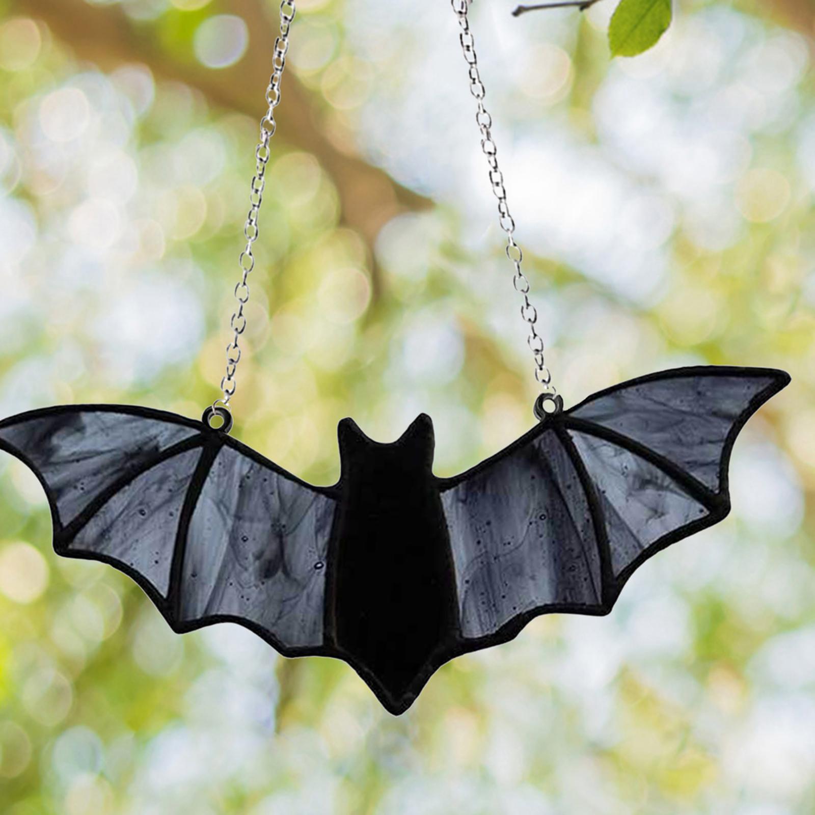 Hanging Bat Decoration Hanging Ornament Pendant for Garden Patio Home Decor 12cmx6.5cm Black