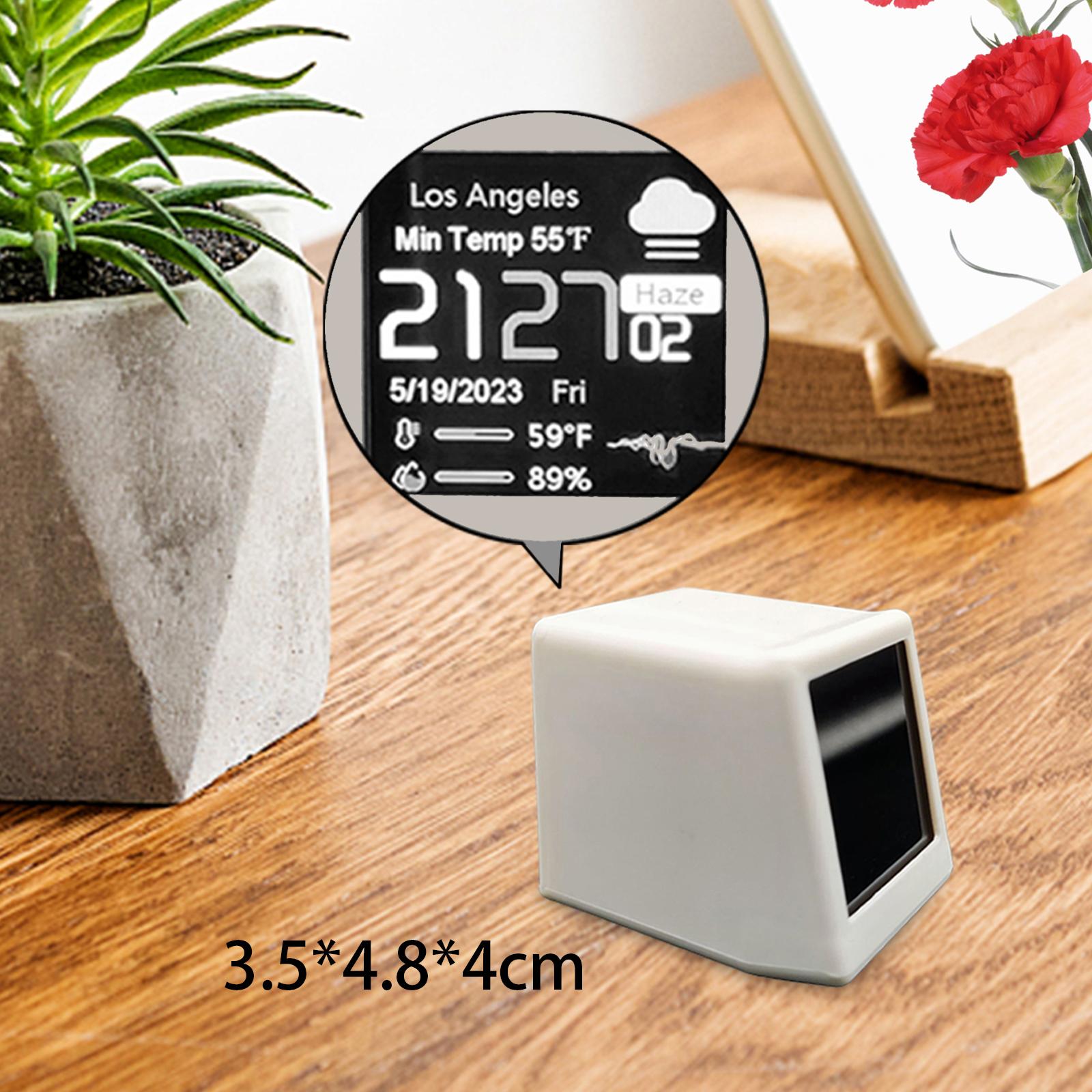 Smart Weather Station Modern Digital Clock for Study Office Living Room White
